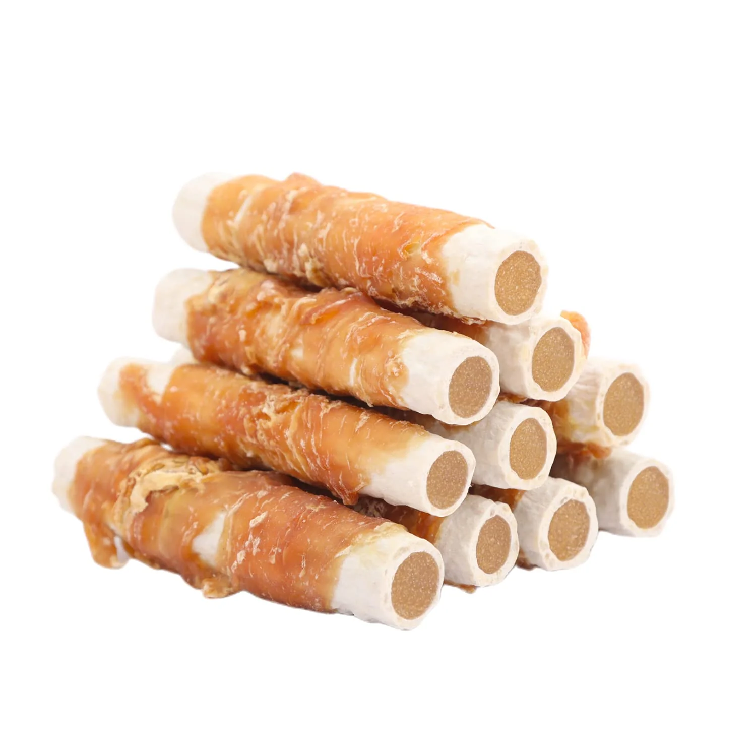 High-Quality ASMPET Dog Treats Bones Chicken-Wrapped Rawhide Sweet Potato Sticks 6pcs Classic