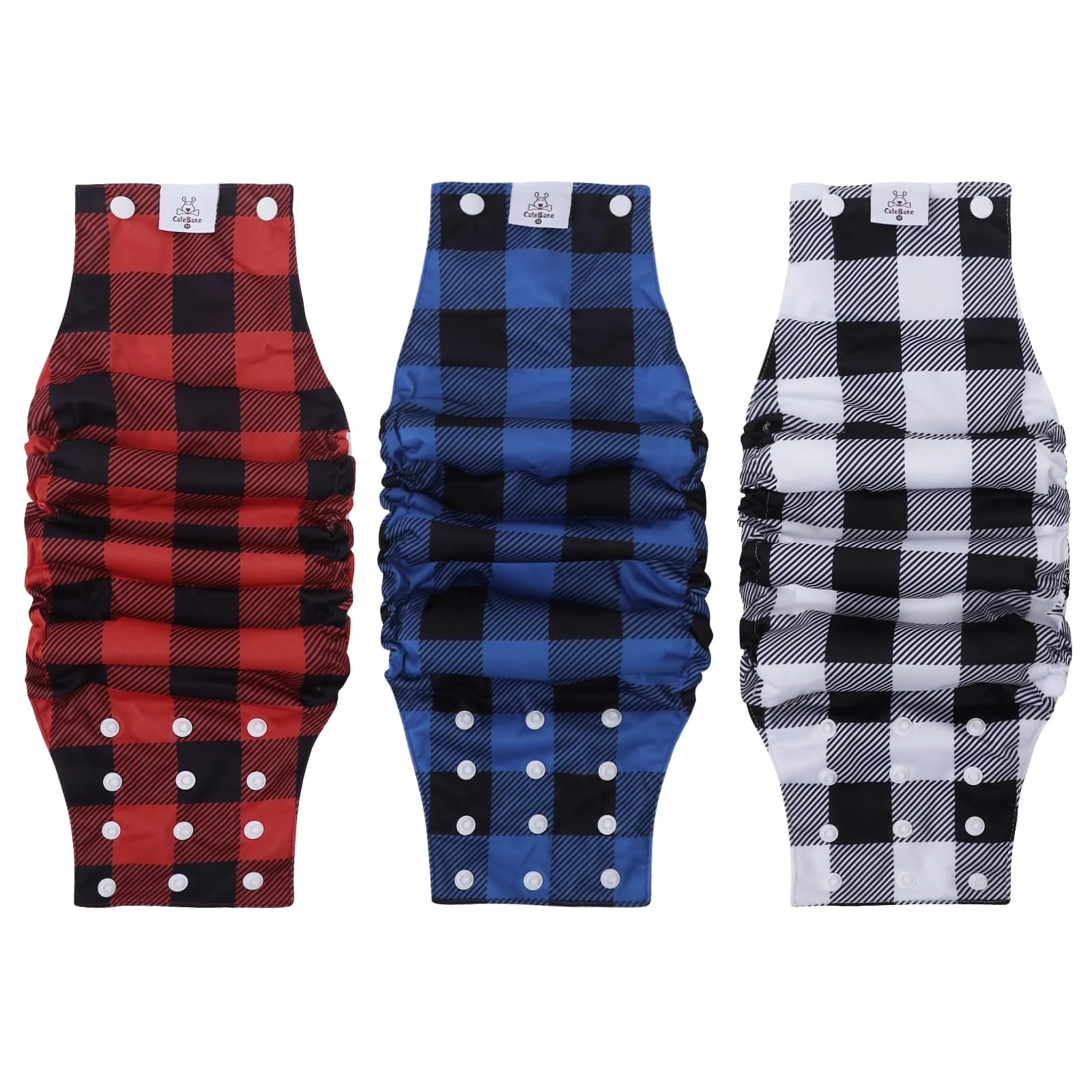 Professional CuteBone Washable Dog Diapers for Males with Snaps - 3-Pack Belly Bands Breathable