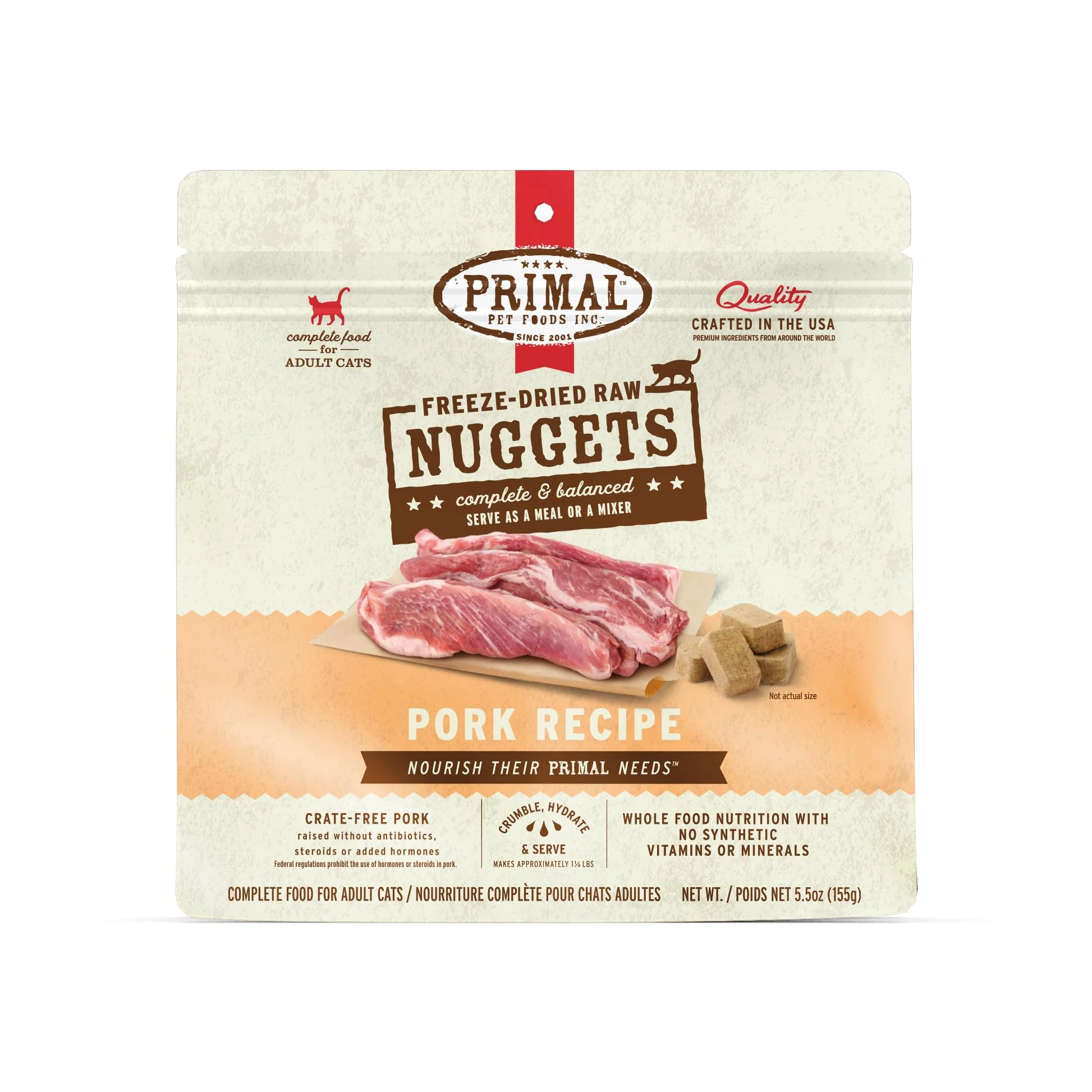 Soft Primal ze-Dried Raw Cat Food Nuggets Pork – Complete Balanced Probiotics Primal Pet Foods Smooth