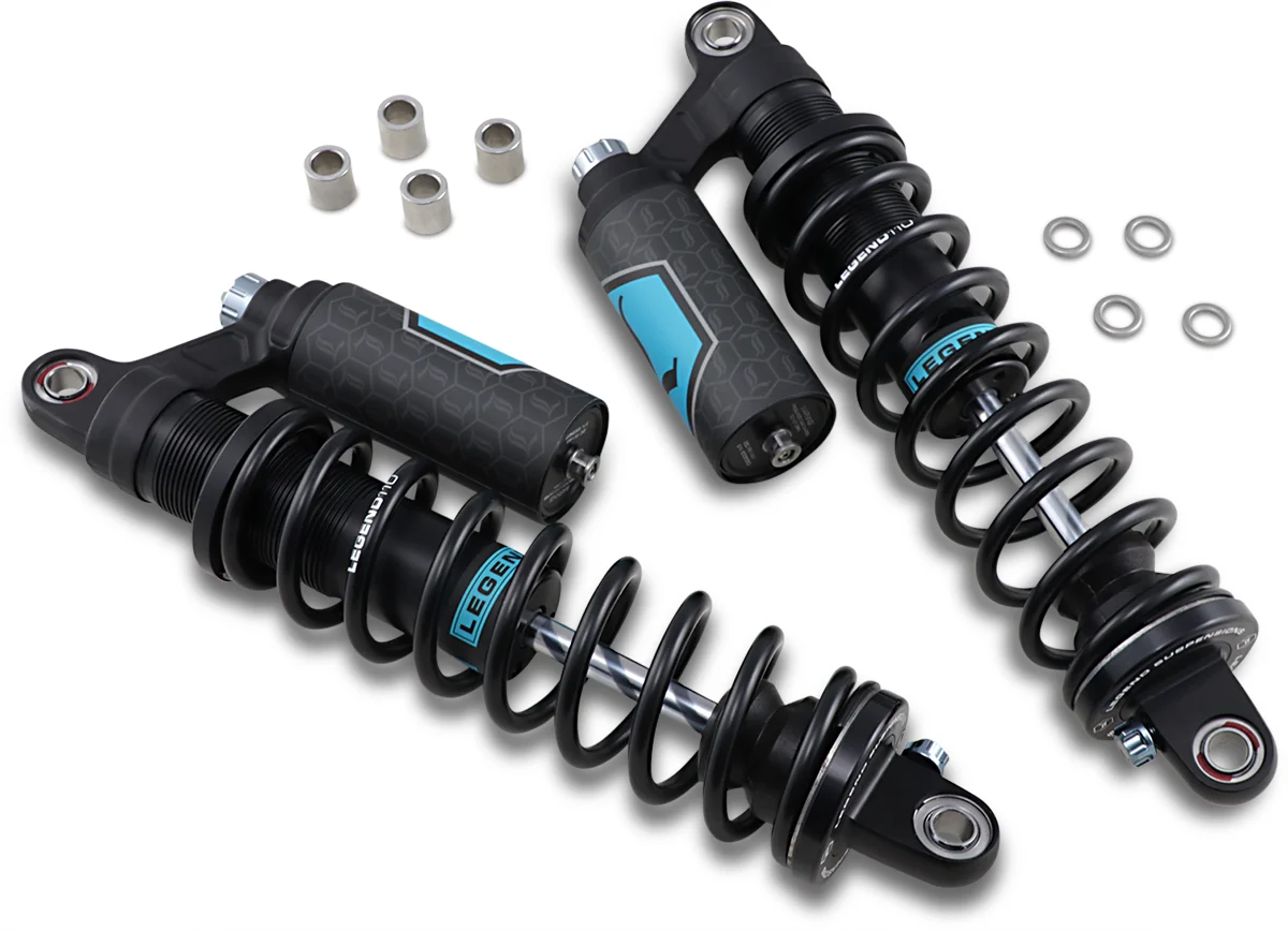 Relaxed LEGEND SUSPENSION REVO ARC Piggyback Shocks - Standard - Black - 14 - '04 Sportster 1310-1896 High-End