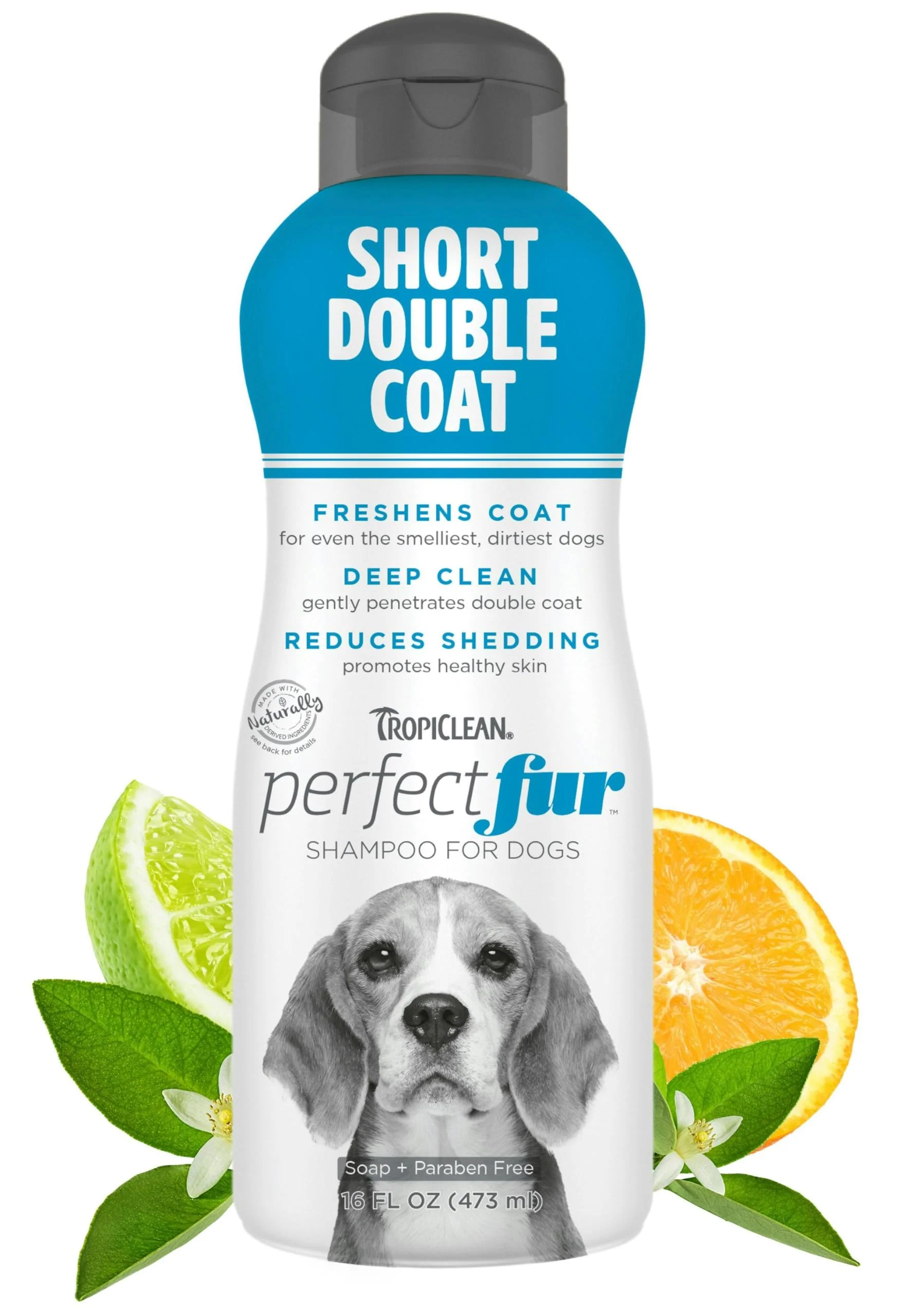 Elite TropiClean Fur Deodorizing Deshedding Shampoo for Short Double Coat Dogs – 16oz Breathable