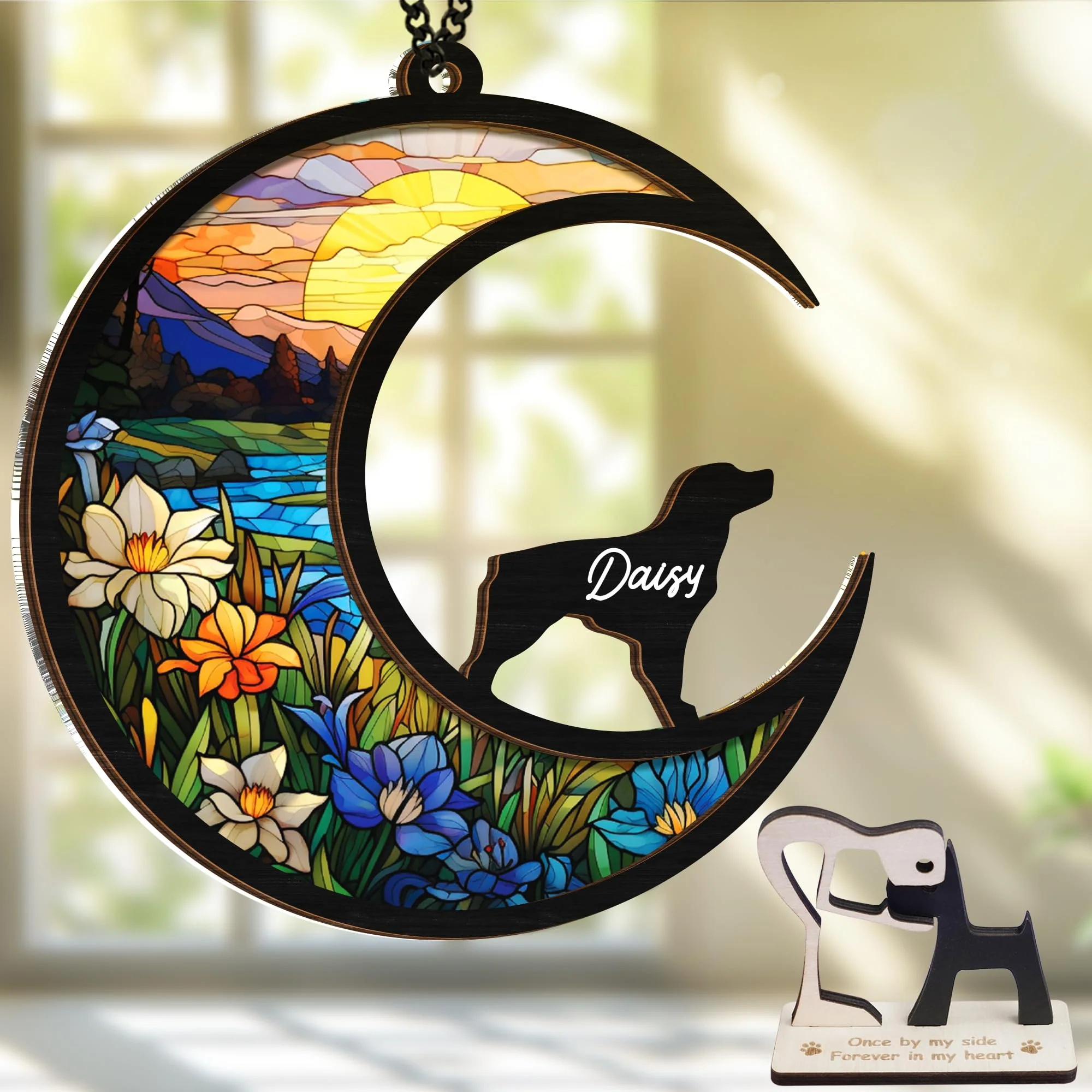 Superior Vinatimes 6'' Brittany Dog Memorial Suncatcher — Personalized Name Breed Pet Ornament Environmentally Friendly