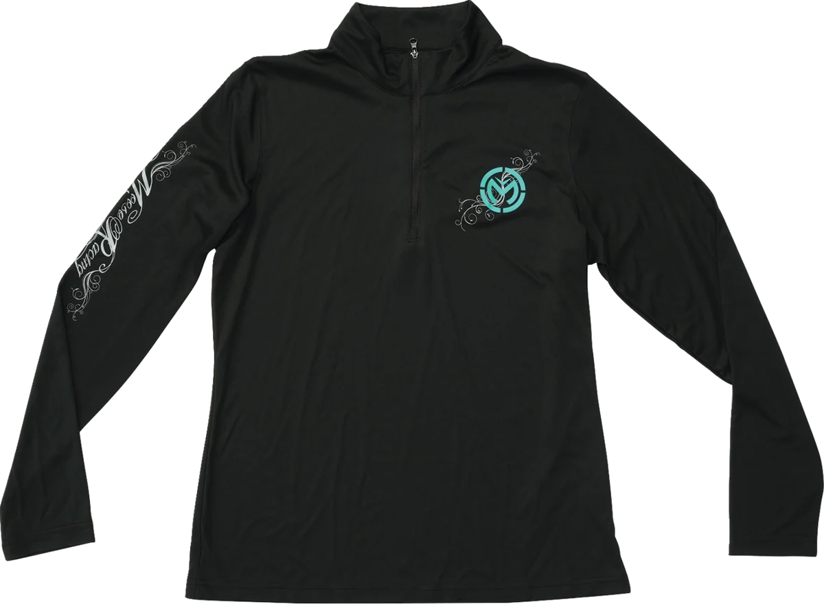 Selected MOOSE OFFROAD Women's Flourish Script Quarter Zip Pullover - Black - Medium 3051-1232 Solid