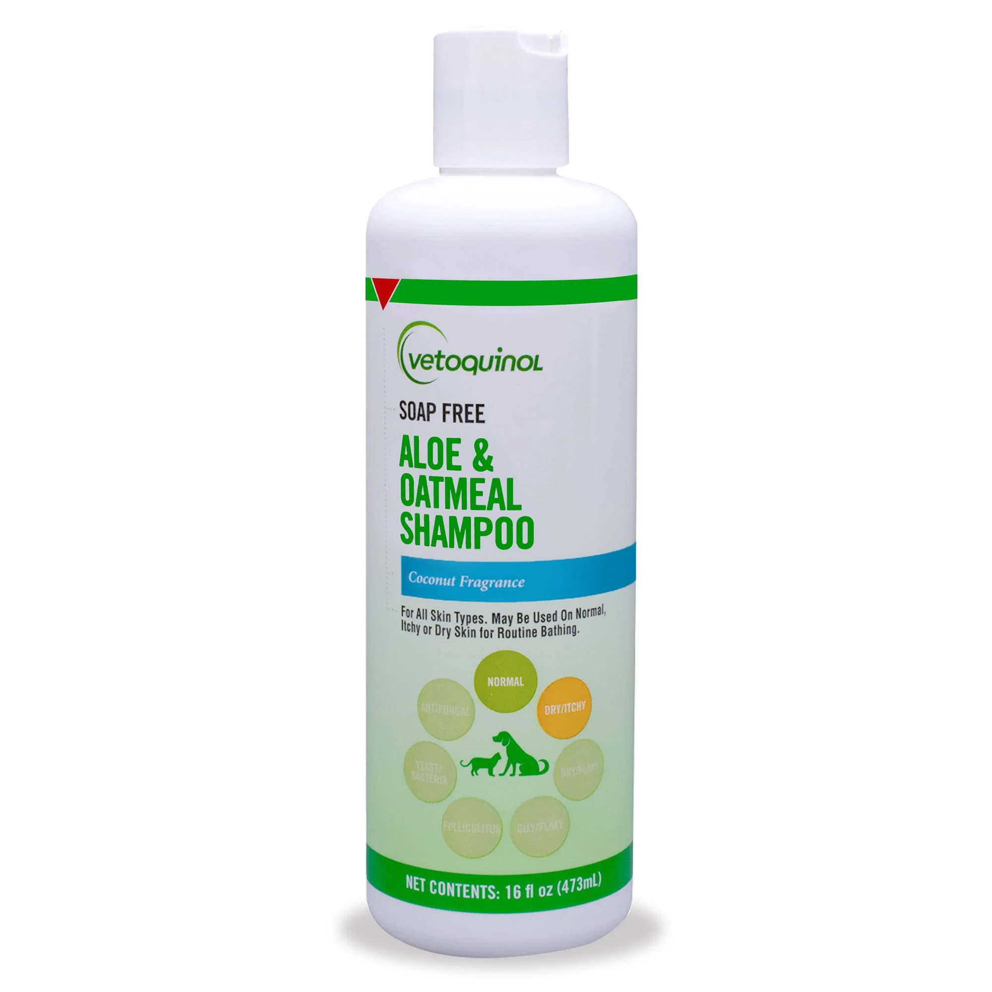 Lightweight Vetoquinol Aloe Oatmeal Shampoo for Dogs Cats – Gentle Moisturizing Coconut Scent 16oz Solid