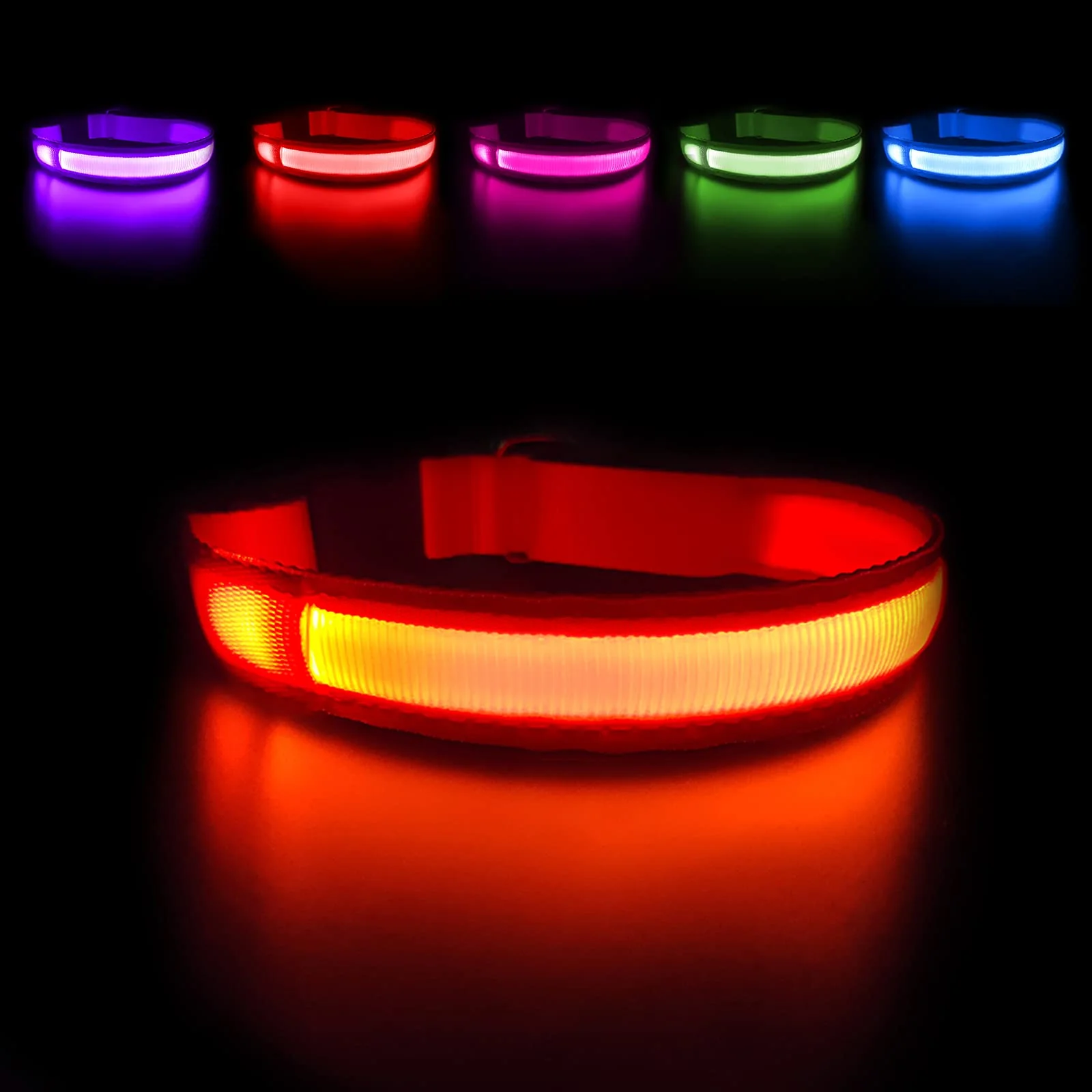 Advanced MASBRILL Light Up Dog Collar - LED Rechargeable Waterproof Glow Collar for Night Walking Outstanding