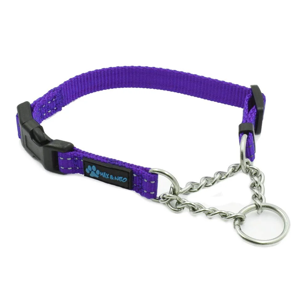 Premium Max and Neo Stainless Steel Chain Martingale Collar - X-Small Purple Donate to a Dog Rescue with Every User-Friendly