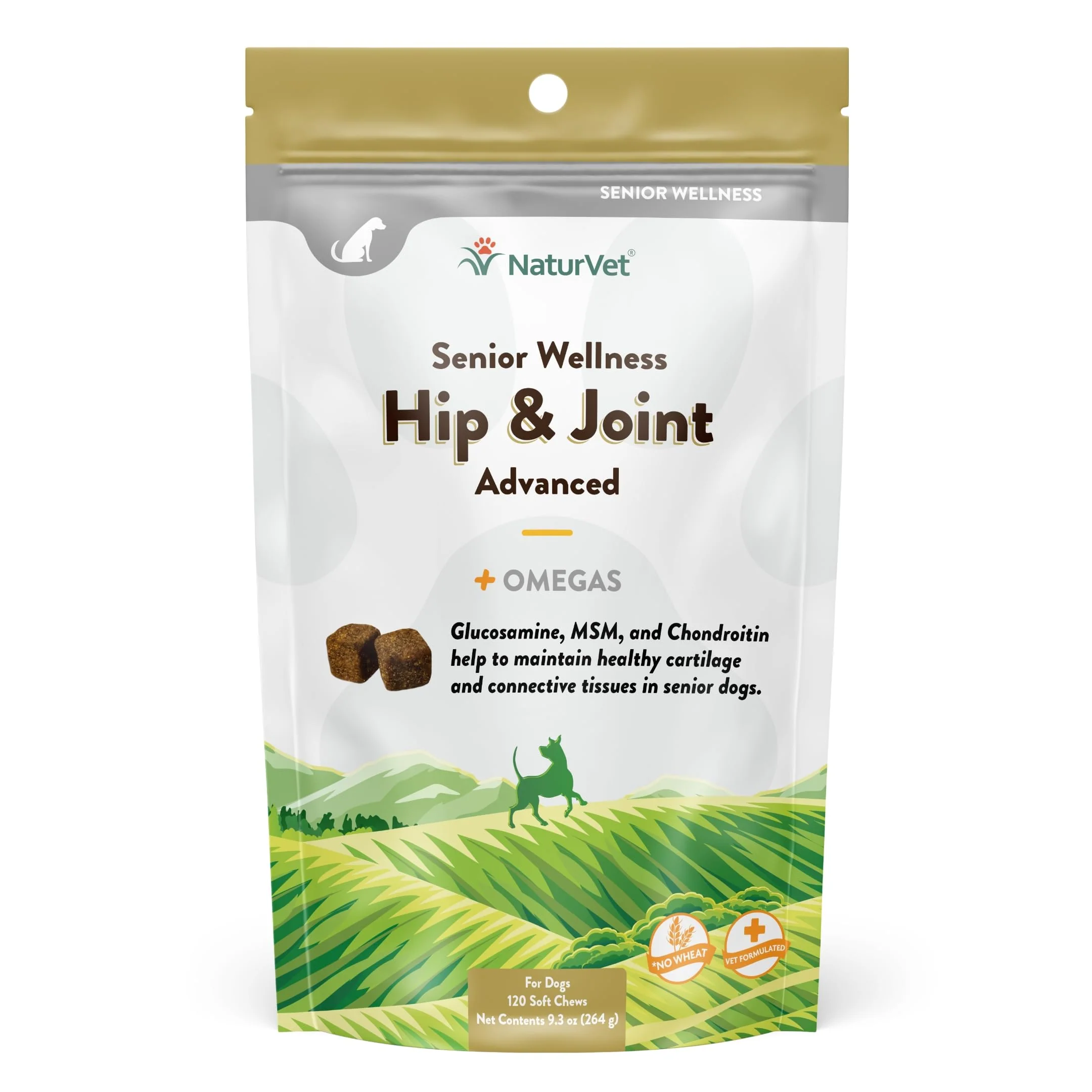 Easy-to-Use NaturVet Senior Wellness Hip Joint Advanced Plus Omegas – Joint Support 120 Soft Chews Long-Lasting