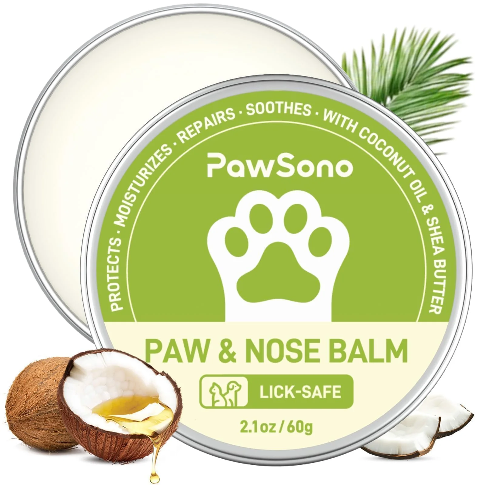 Top-Quality PawSono Lick-Safe Dog Paw Nose Balm Coconut Oil Winter Protection 60 g Organic