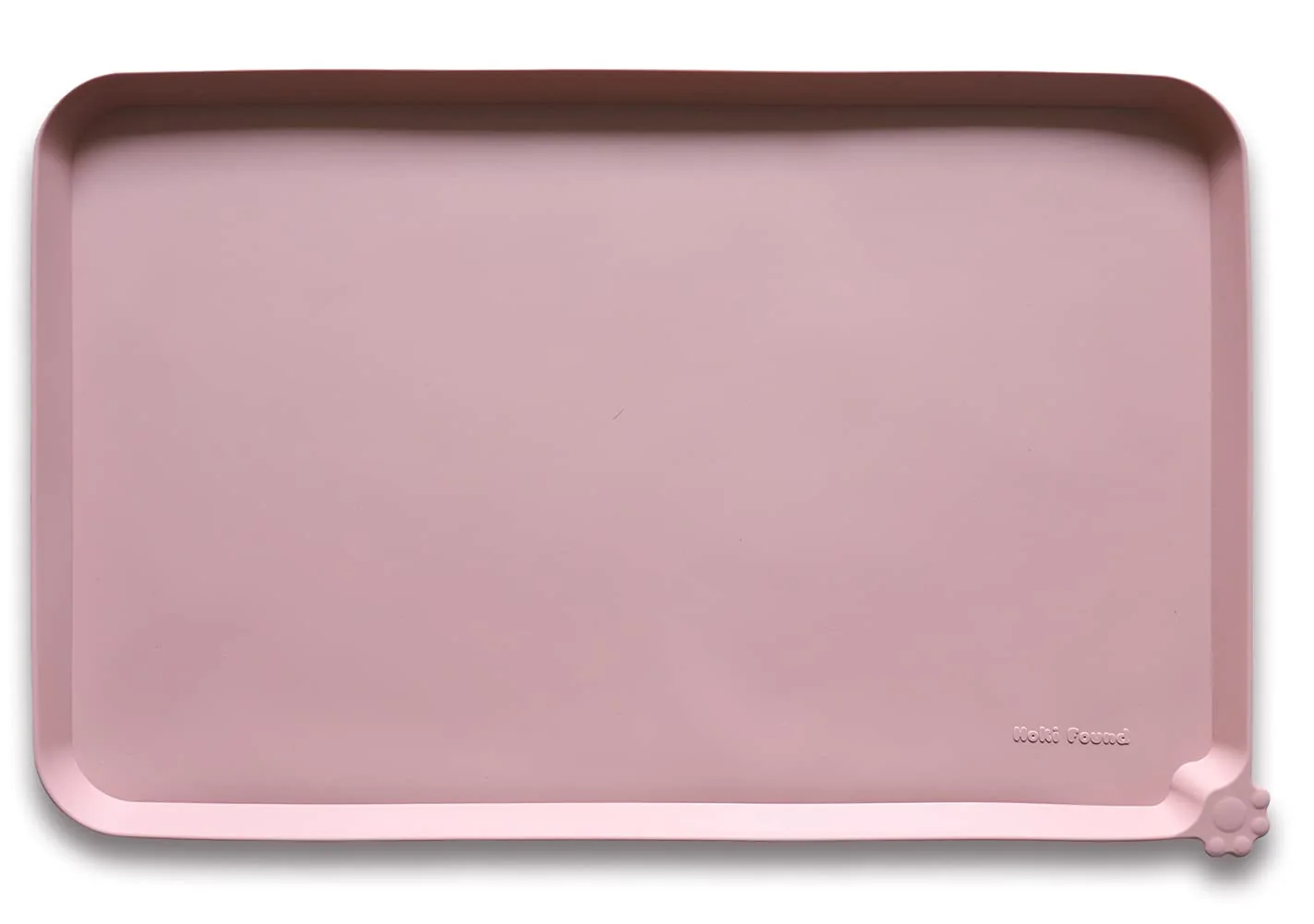 Sophisticated Hoki Found Silicone Pet Food Tray - High-Lips Mats for Dogs Cats Waterproof Non-Slip 19x12 - Neutral Pink Healthy