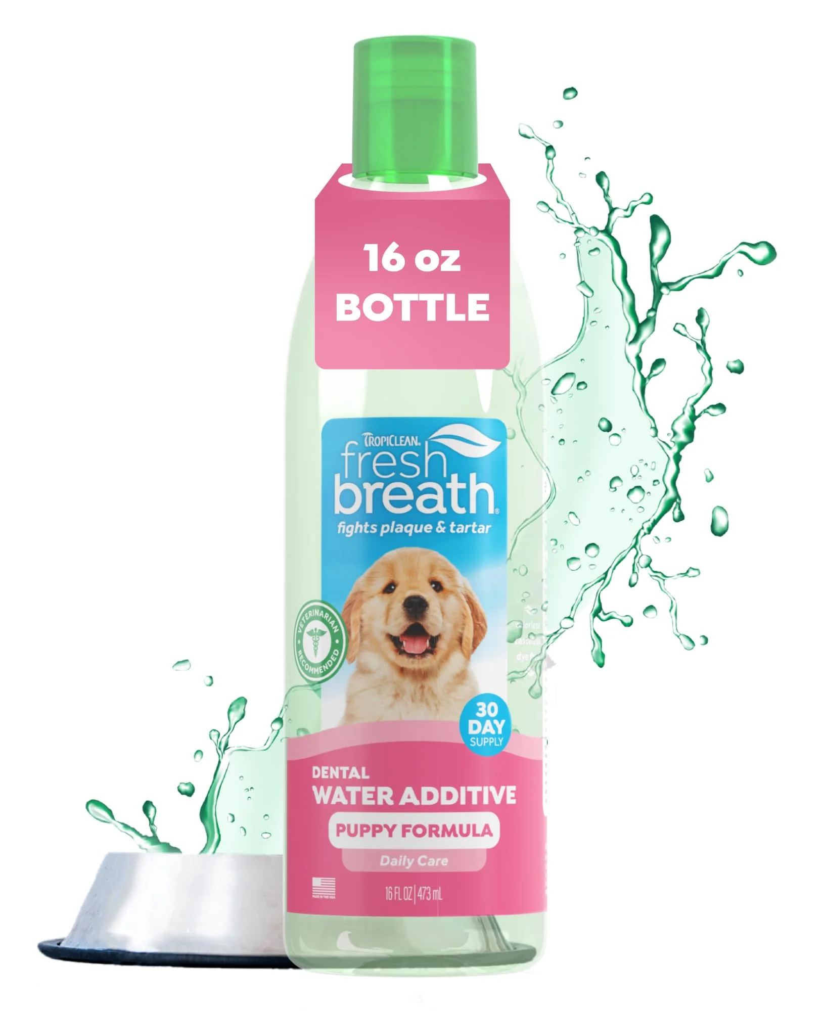 Unique TropiClean Fresh Breath Water Additive for Puppies – No Toothpaste Needed 16oz Consistent