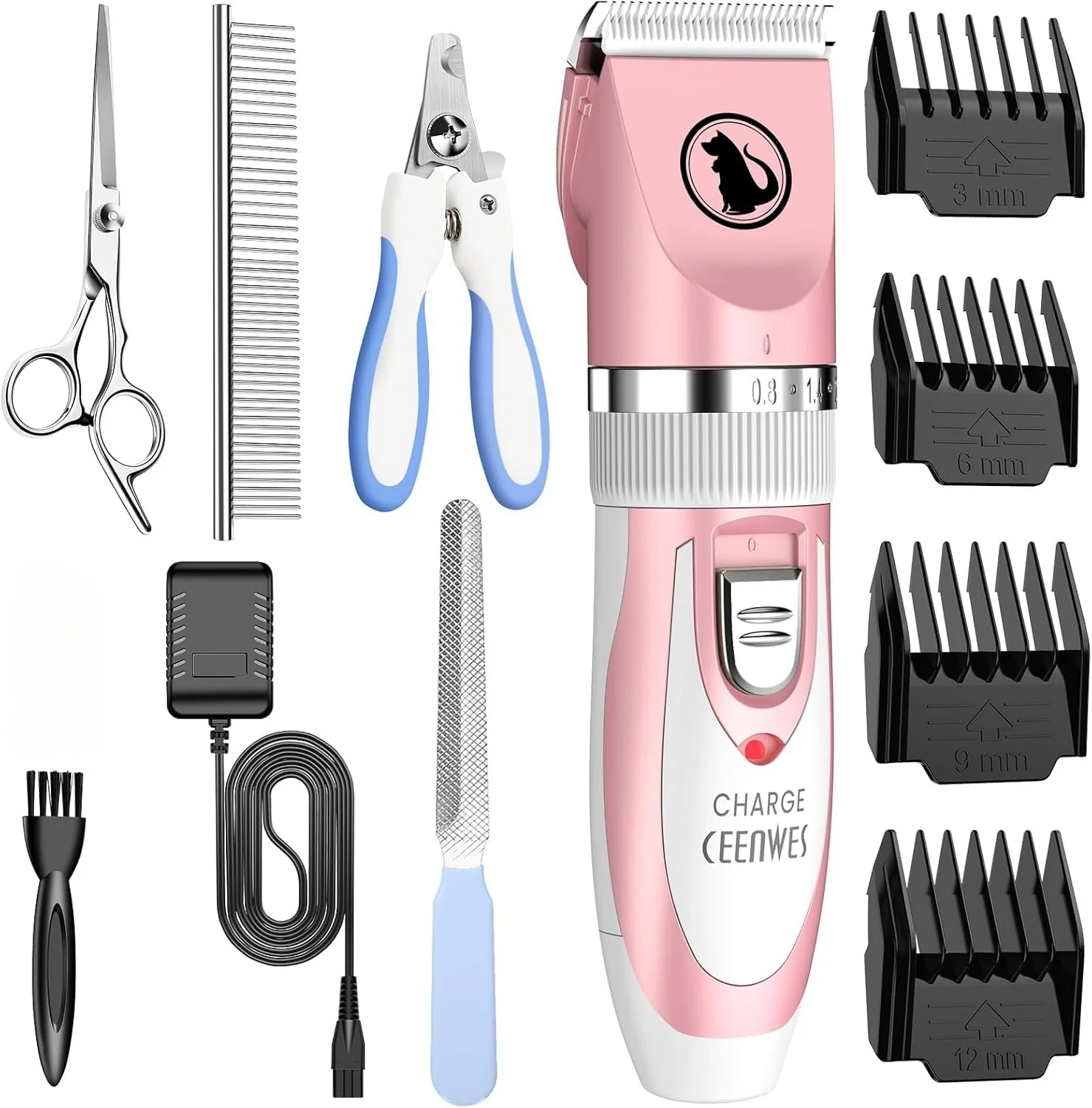 Verified Ceenwes Low Noise Cat Dog Clippers – Cordless Pink Grooming Kit with Comb Guides Scissors Nail Tools First-Class