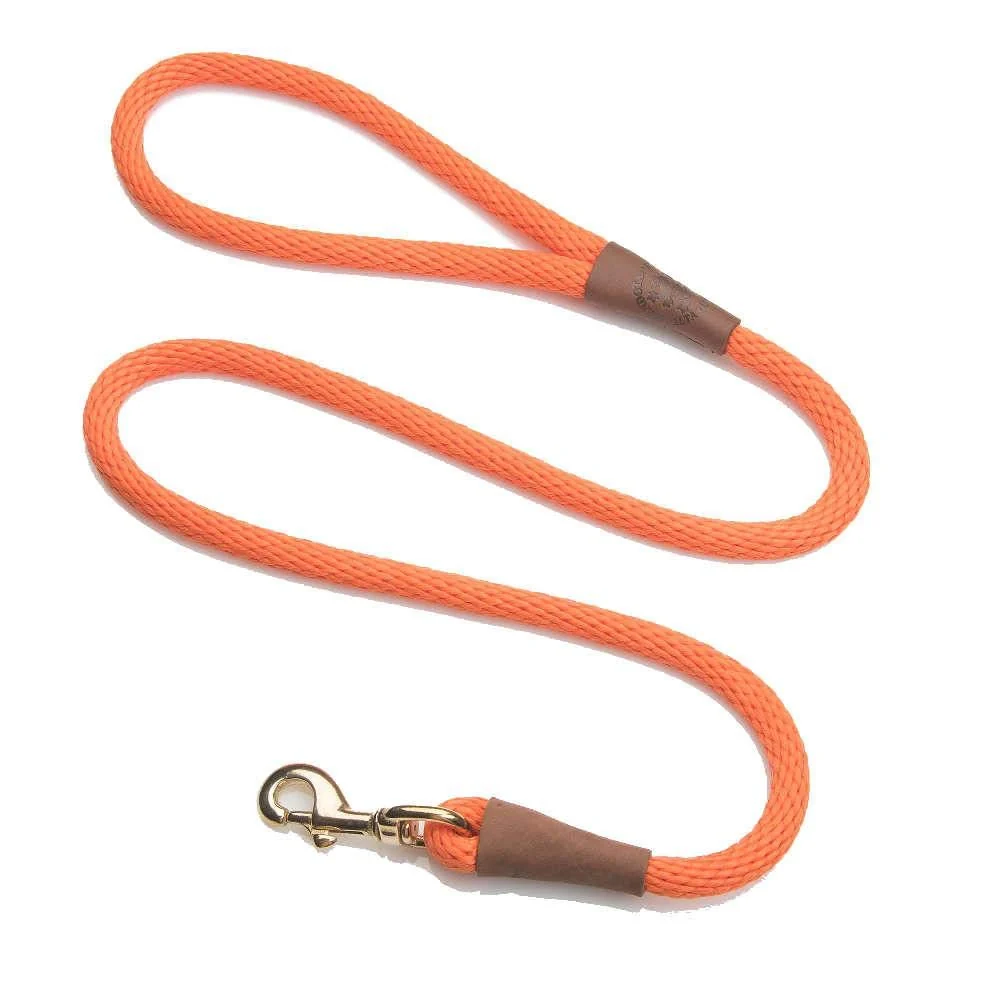 Next-Generation Mendota Pet Snap Leash - British-Style Braided Lead Made in USA - Orange 3 8 in x 4 ft Traditional