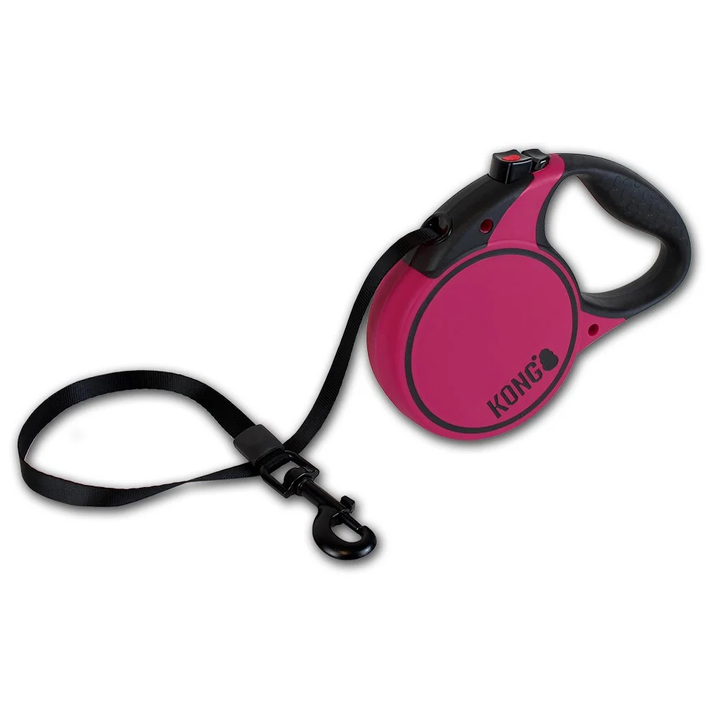 Specialty KONG Alcott Terrain Retractable Leash – 16' Soft Grip Fuchsia Reflective Belt High-End