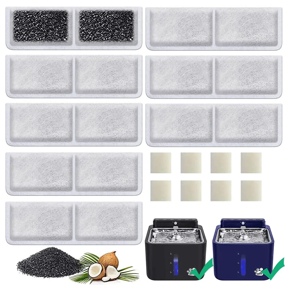 Original Kastty 16-Pack Cat Fountain Filters – Activated Carbon PP Cotton for 3.2L Battery Fountain Genuine