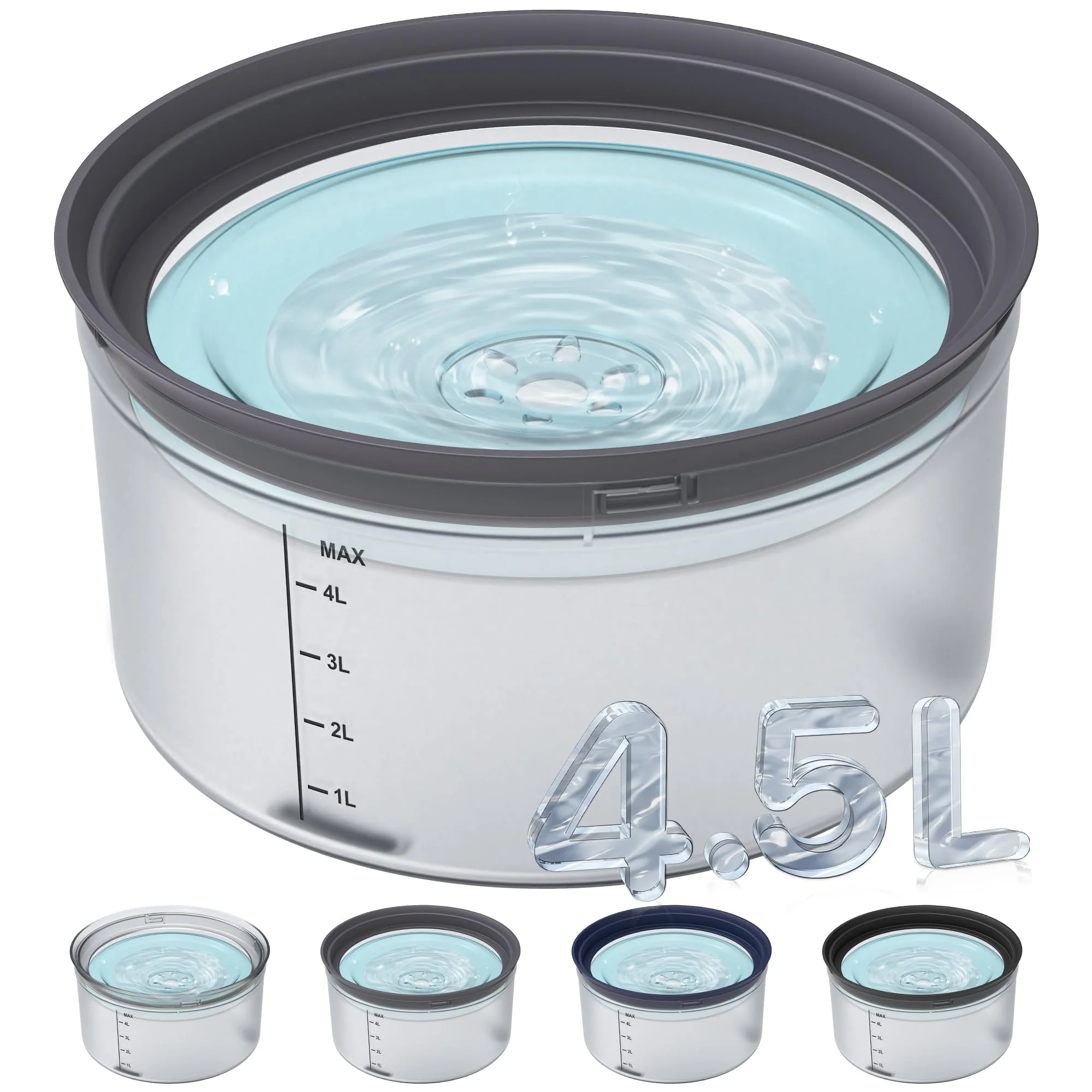 Certified Decflow 1.2-Gallon No-Spill Dog Water Bowl – Large Capacity Transparent Floating Disk Official