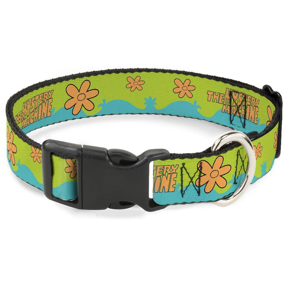 Consistent Buckle-Down Scooby Doo Pet Collar – 15-24 in 1 in Wide Licensed Scooby Doo The Mystery Machine Green Aqua Orange Elite