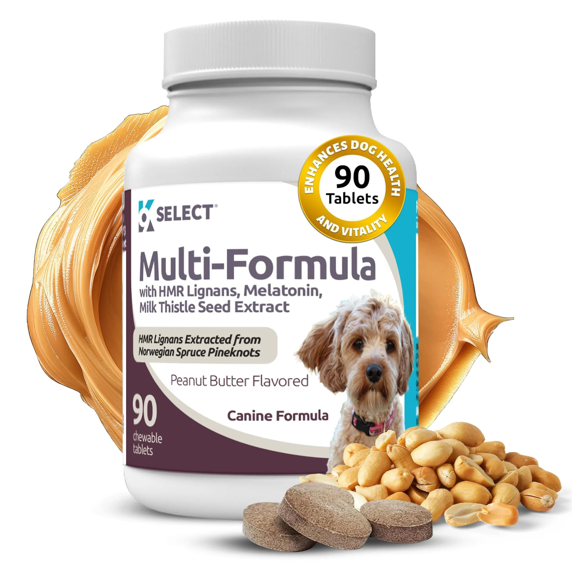 Elite K9 Select Multi-Formula Dog Vitamins for Small Breeds 90 Peanut Butter Chews Fine