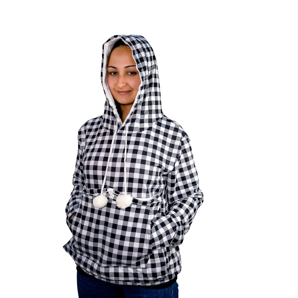 Stylish ALYC Pet Pouch Hoodie - Large Front Pocket Carrier Sweatshirt for Women Black White XXXX-Large Specialty