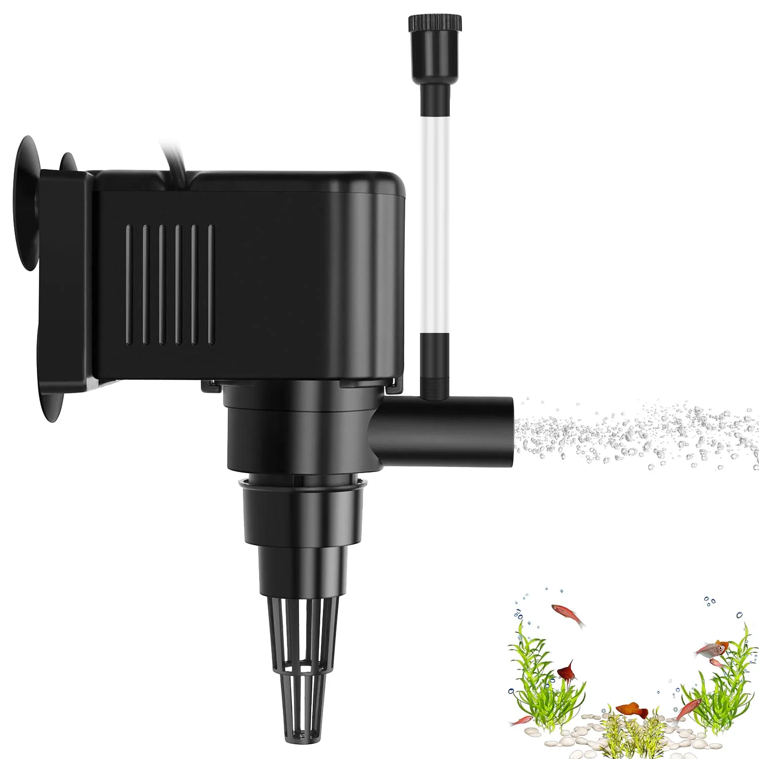 Powerful Aqua 210 GPH Powerhead Pump for 40-60 Gallon Aquariums with Aeration Features Flexible