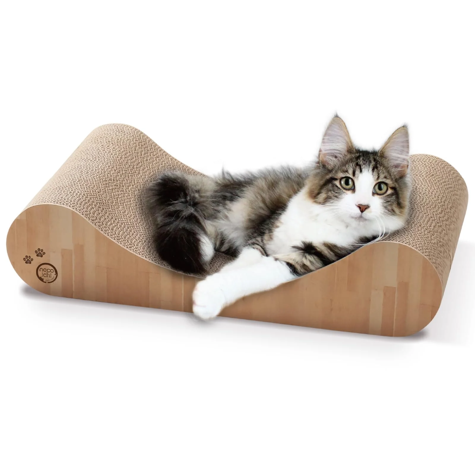 Authentic NECOICHI Cardboard Cat Scratcher Bed – Horizontal Lounge for Indoor Cats Oak 18 Regular Advanced