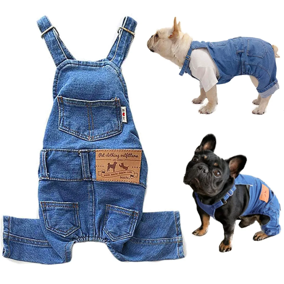 Luxury Tealots Denim Overalls for Dogs Pets – Blue Jumpsuit Medium Secure