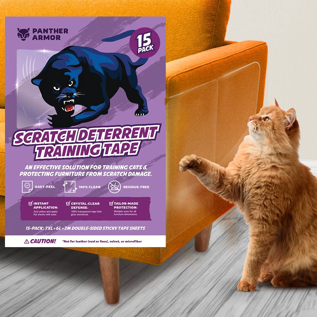 Enhanced Panther Armor 15-Pack Cat Scratch Deterrent Tape – Double-Sided Clear 7 XL 6 Large 2 Medium Fine Crafted
