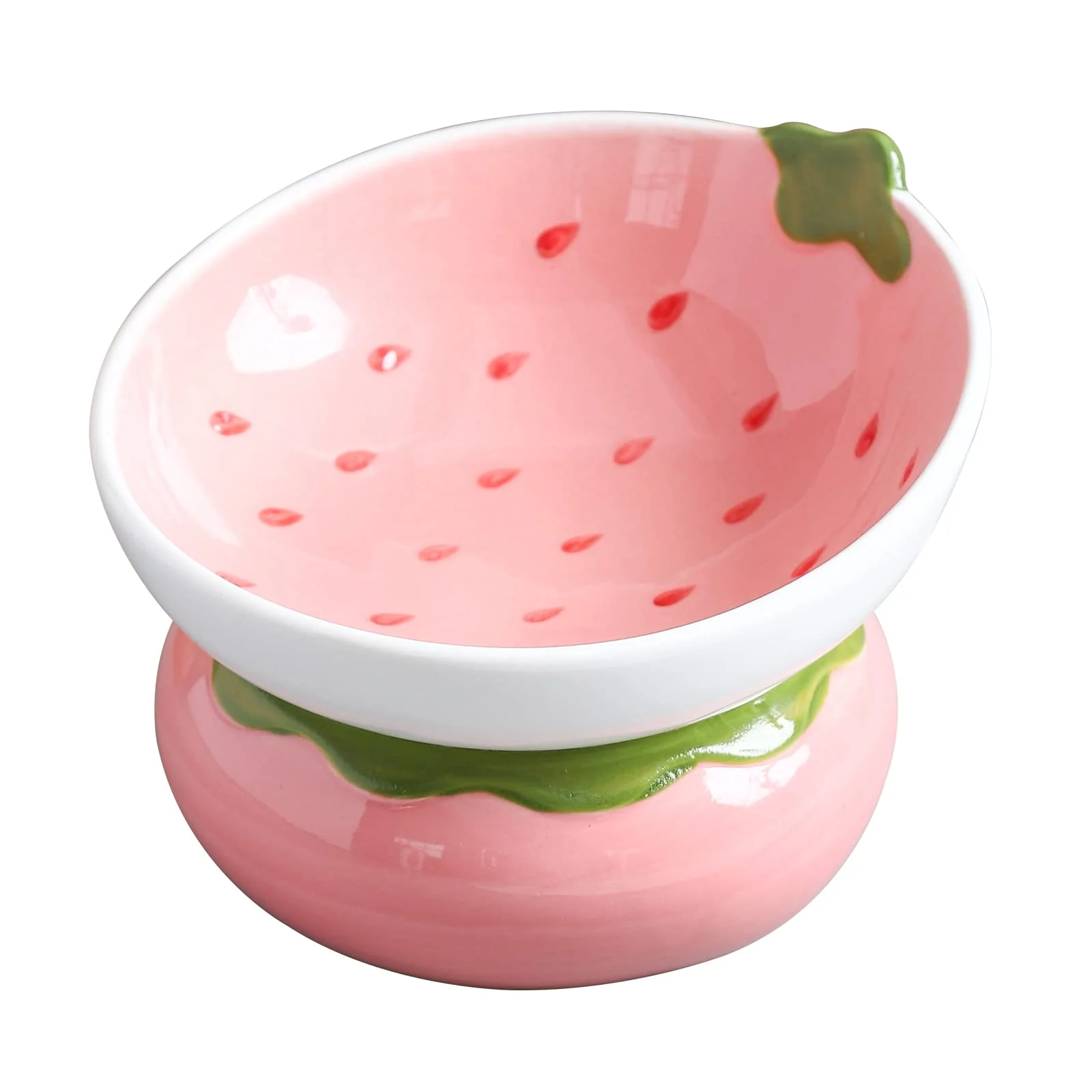 Durable Yeexoxow Ceramic Raised Cat Bowl - Pink d Dish for Indoor Cats Anti-Vomiting Spine Protection Natural