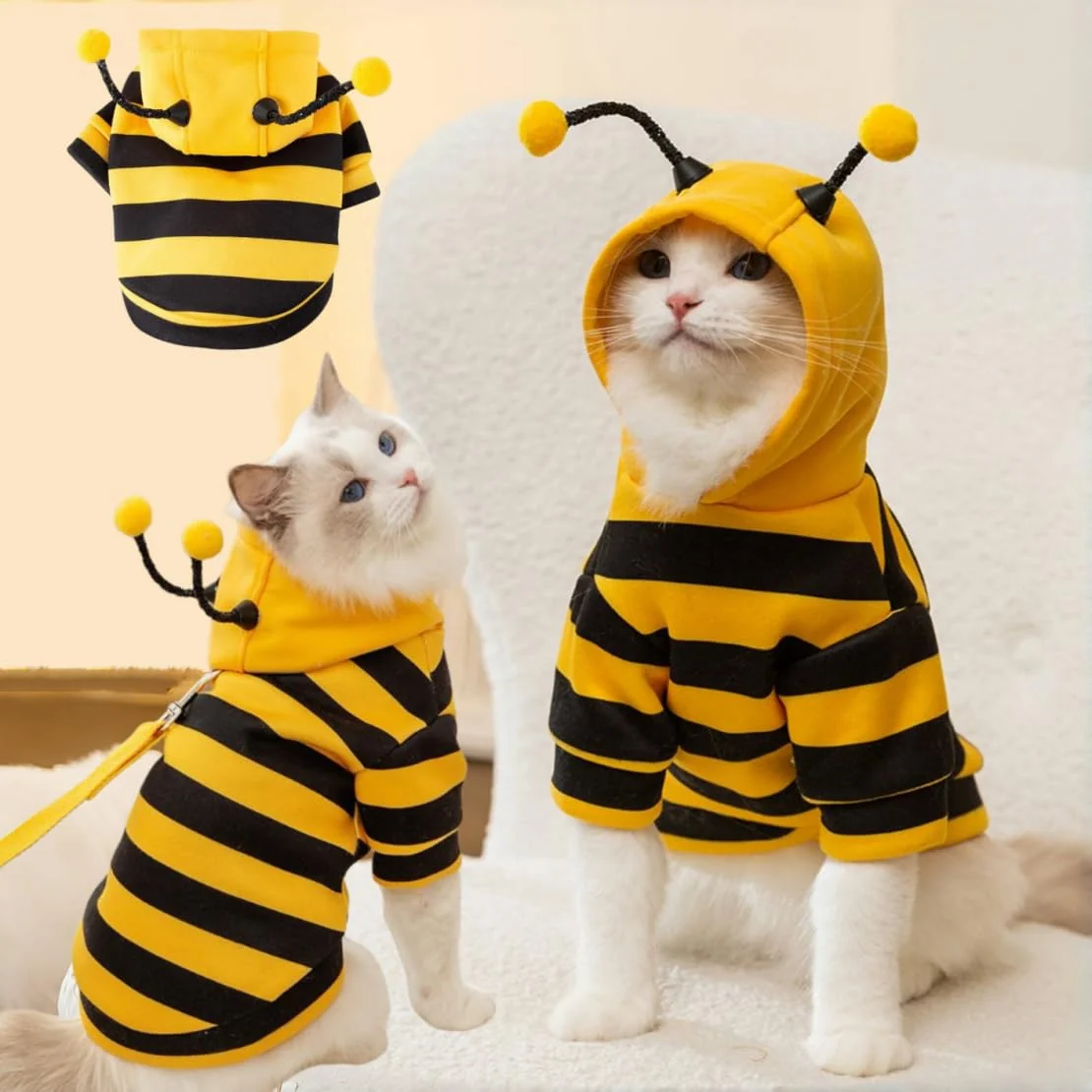 Reliable Selena Cat Bee Antennae Costume Hoodie – Yellow Black Stripes XXL Efficient
