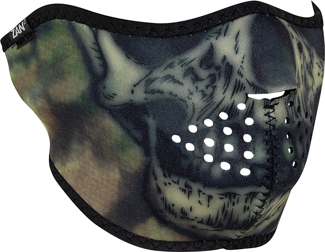 Environmentally Friendly ZAN HEADGEAR Neoprene Half Mask - Woodland Camo Tie Dye Skull WNFM611H Top-Quality