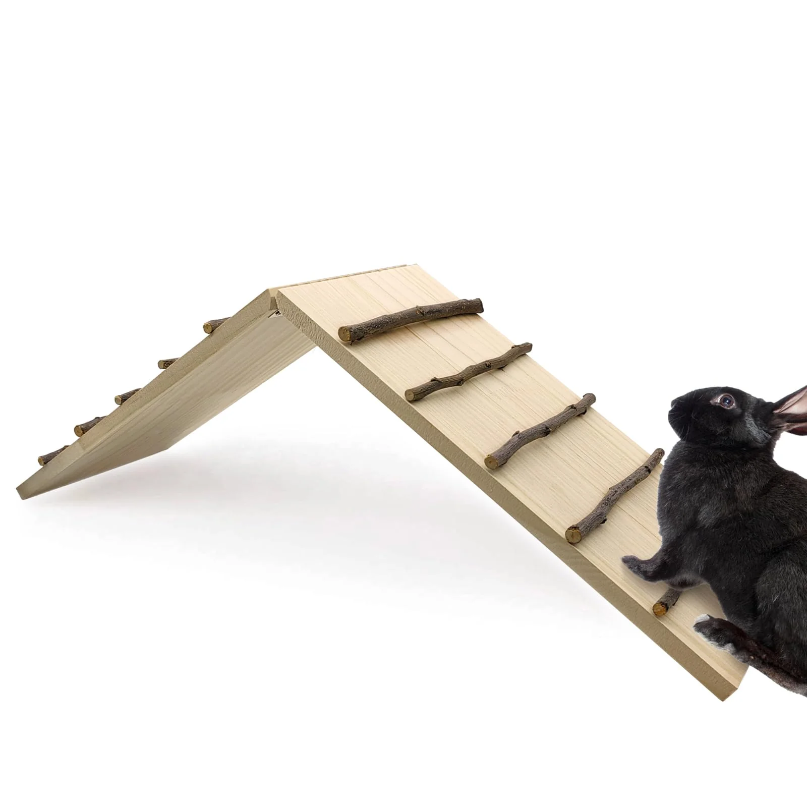 Carefully Designed Hamiledyi Rabbit Ramp Wooden Bridge – Safe Multi-Purpose Cage Accessory for Small Pets Healthy