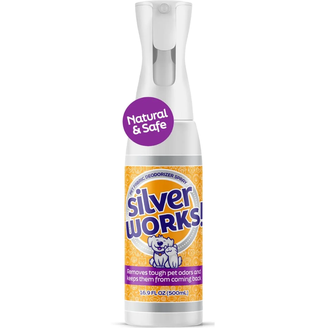 World-Class SilverWorks Pet Odor Eliminator Spray - Safe Natural Silver Ion Deodorizer 16.9oz Convenient