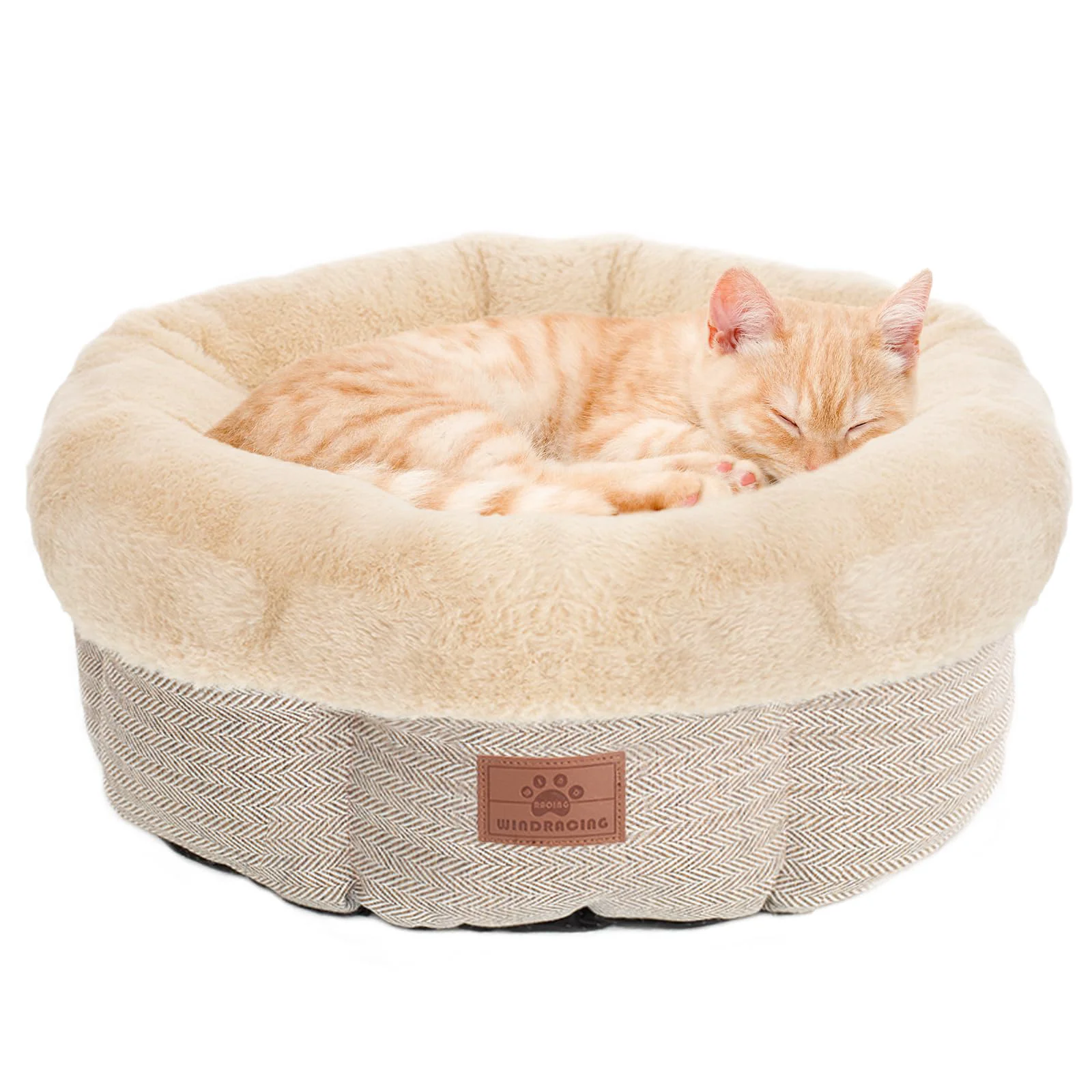 Versatile WINDRACING Cat Bed – Cozy Washable Indoor Bed for Cats and Small Dogs 18x18x7.5 in Relaxed