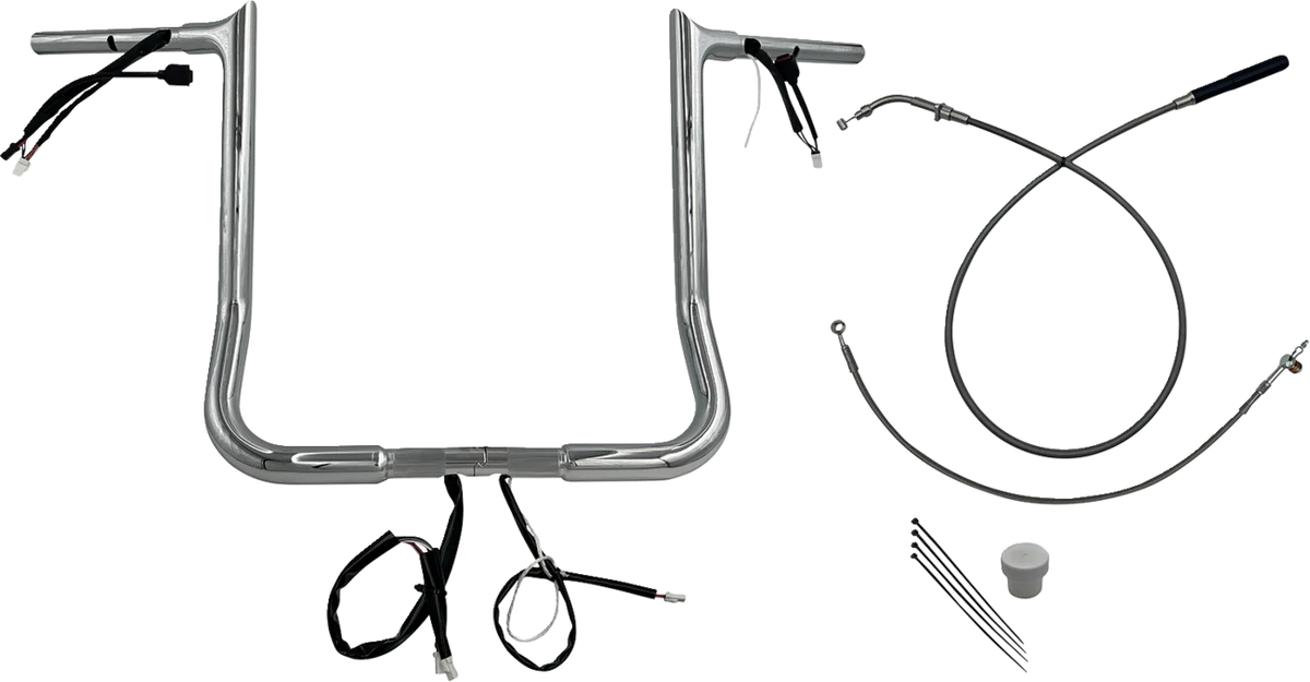 Unique FAT BAGGERS INC. EZ Install Wired Handlebar Kit - 1-1 4 - Pointed Top - 16 - Chrome 949016 First-Class