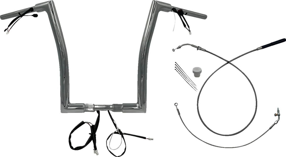 Reusable FAT BAGGERS INC. 1-1 2 EZ Install Flat Top Handlebar - 16 - Chrome 649916 Classic