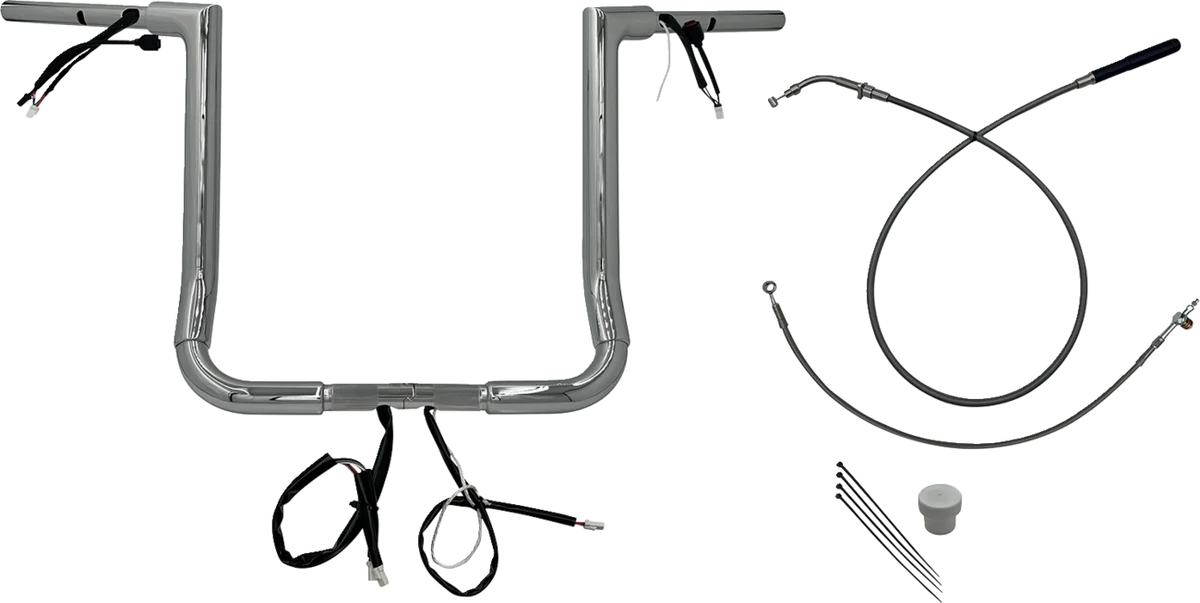 Original FAT BAGGERS INC. EZ Install Wired Handlebar Kit - 1-1 2 - Flat Top - 16 - Chrome 649016 Refined