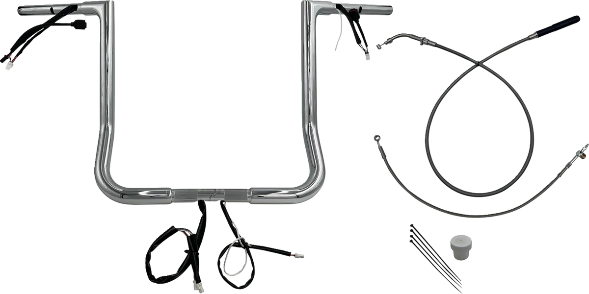 Exclusive FAT BAGGERS INC. EZ Install Wired Handlebar Kit - 1-1 4 - Flat Top - 16 - Chrome 749016 Verified