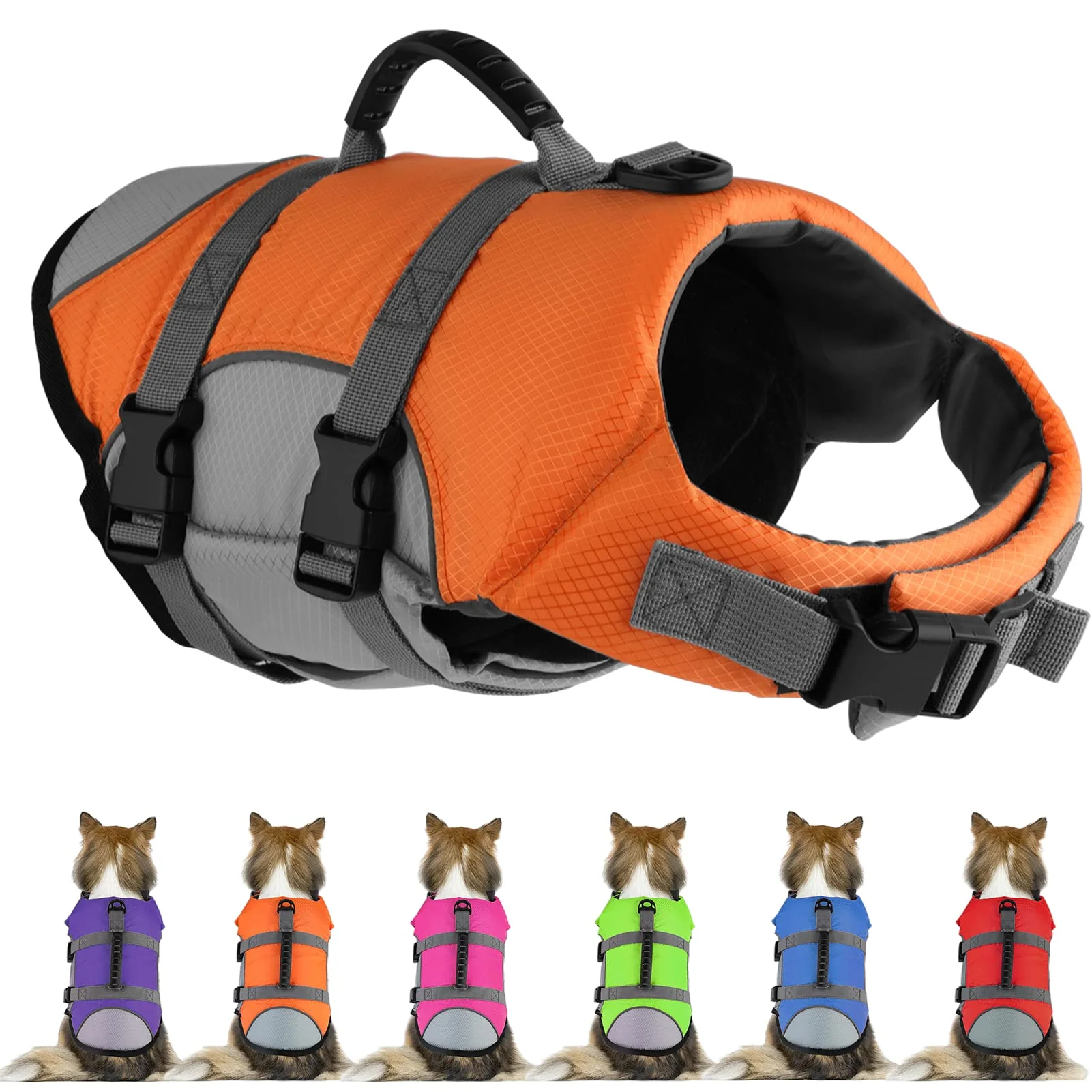 Sophisticated Mklhgty Dog Life Jacket - Reflective Adjustable Vest with Rescue Handle for Swimming Boating Authentic