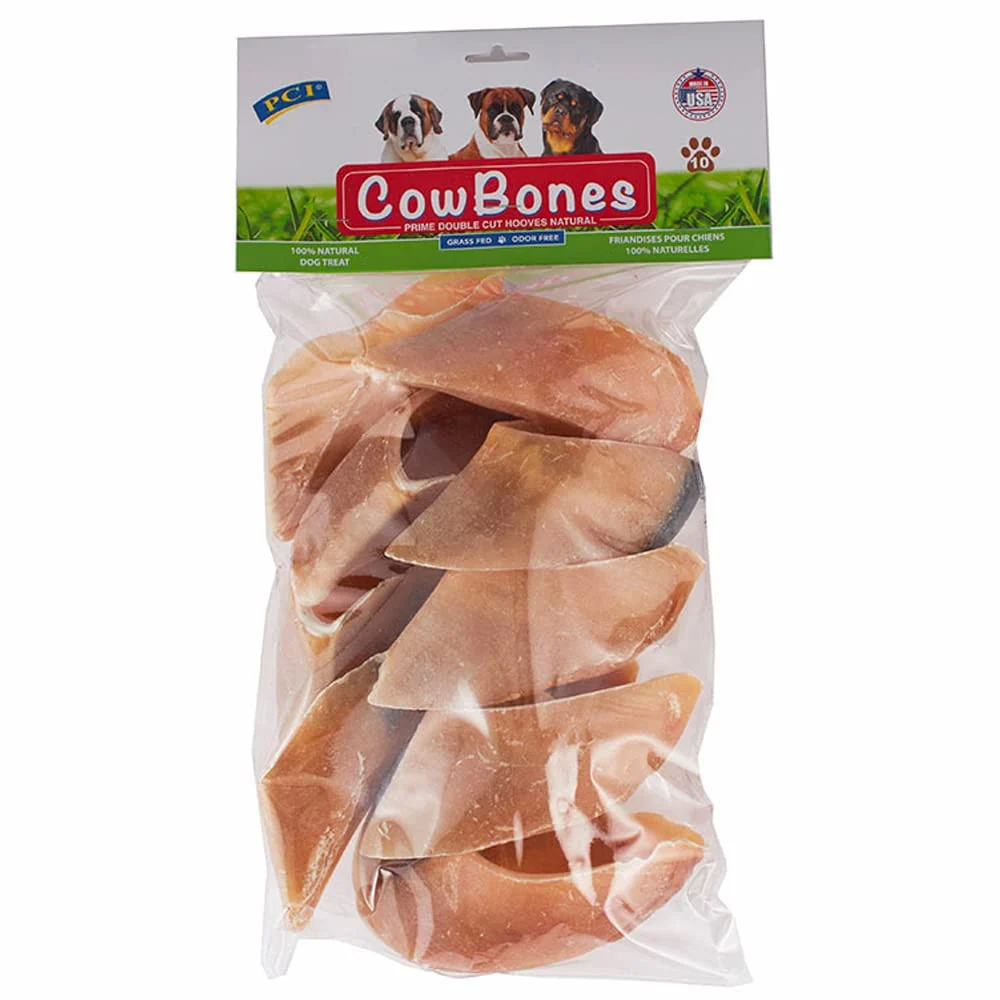 Expertly Made PCI Pet Center Inc. Cow Bones – 10 Pack Natural Beef Hooves Dog Treat Fine
