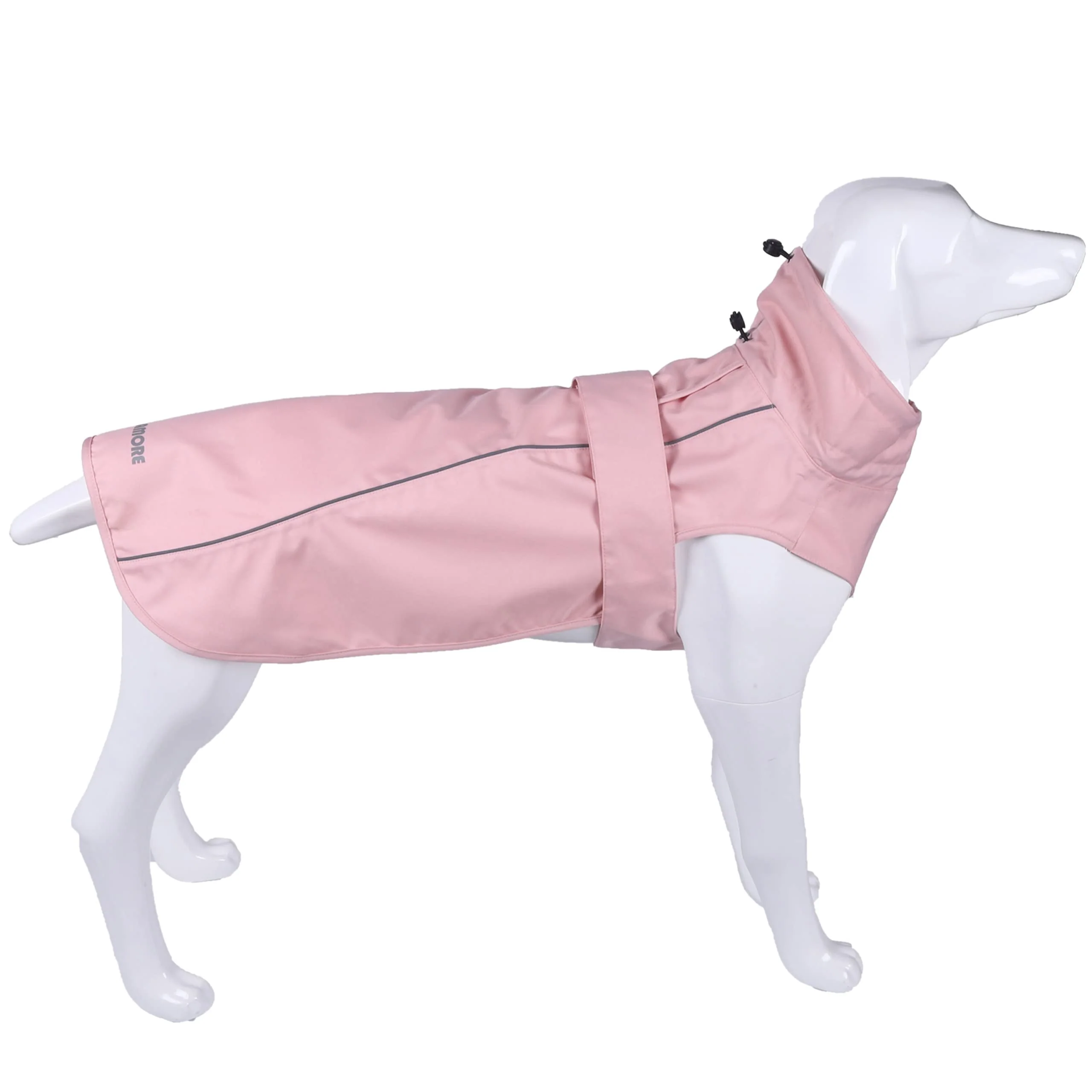 Durable MAMORE Adjustable Waterproof Dog Raincoat — Pink Lightweight Jacket with Reflective Strip Medium Secure