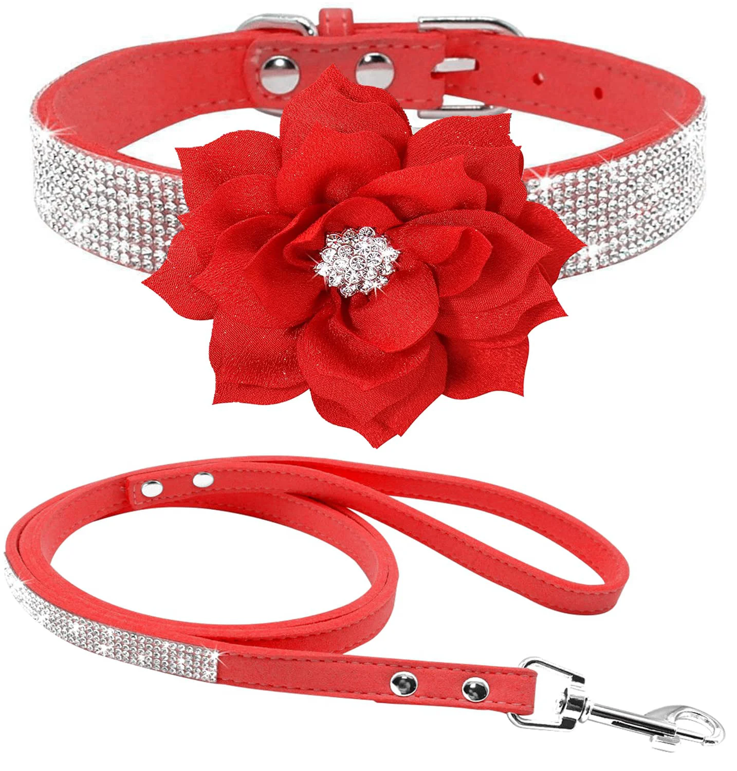 Expertly Made Haoyueer Cute Dazzling Rhinestone Collar Leash Set – Red7 Size S High-Performance