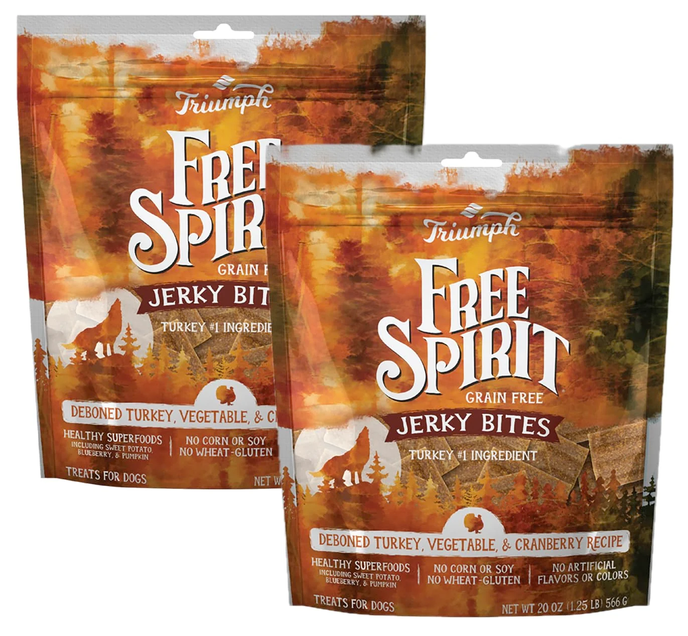 Luxury Triumph 2 Pack Grain- Turkey Pea Berry Jerky Dog Treats 20 oz Each Authentic