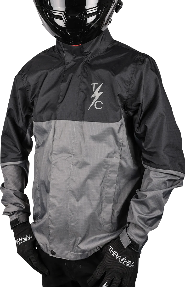 Authentic THRASHIN SUPPLY CO. Mission WP Rain Jacket - Black Gray - Medium TMJ-11-09 Detailed