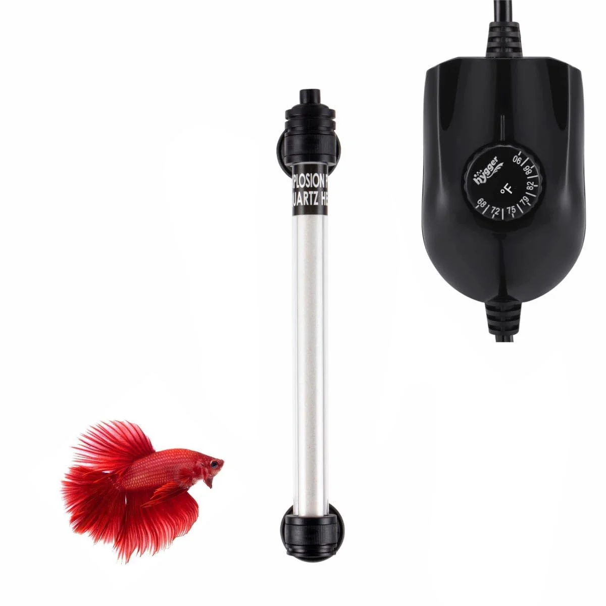 Crafted Hygger 50W Mini Inline Quartz Glass Aquarium Heater with External Controller – 5-15 Gallon Betta Tank Thermostat Optimized