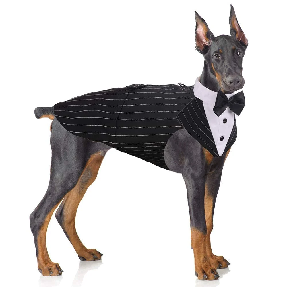 Trendy PUMYPOREITY Dog Tuxedo and Bandana Set – 2-Piece Formal Attire for Weddings Holidays Traditional