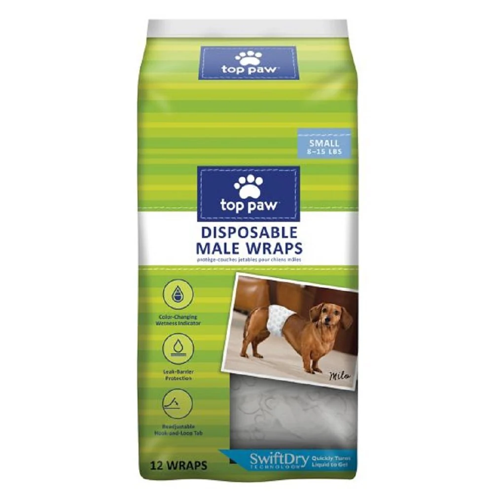 Smooth Top Paw Disposable Male Wrap Dog Diapers Small – Leak Protection for Dogs Premium