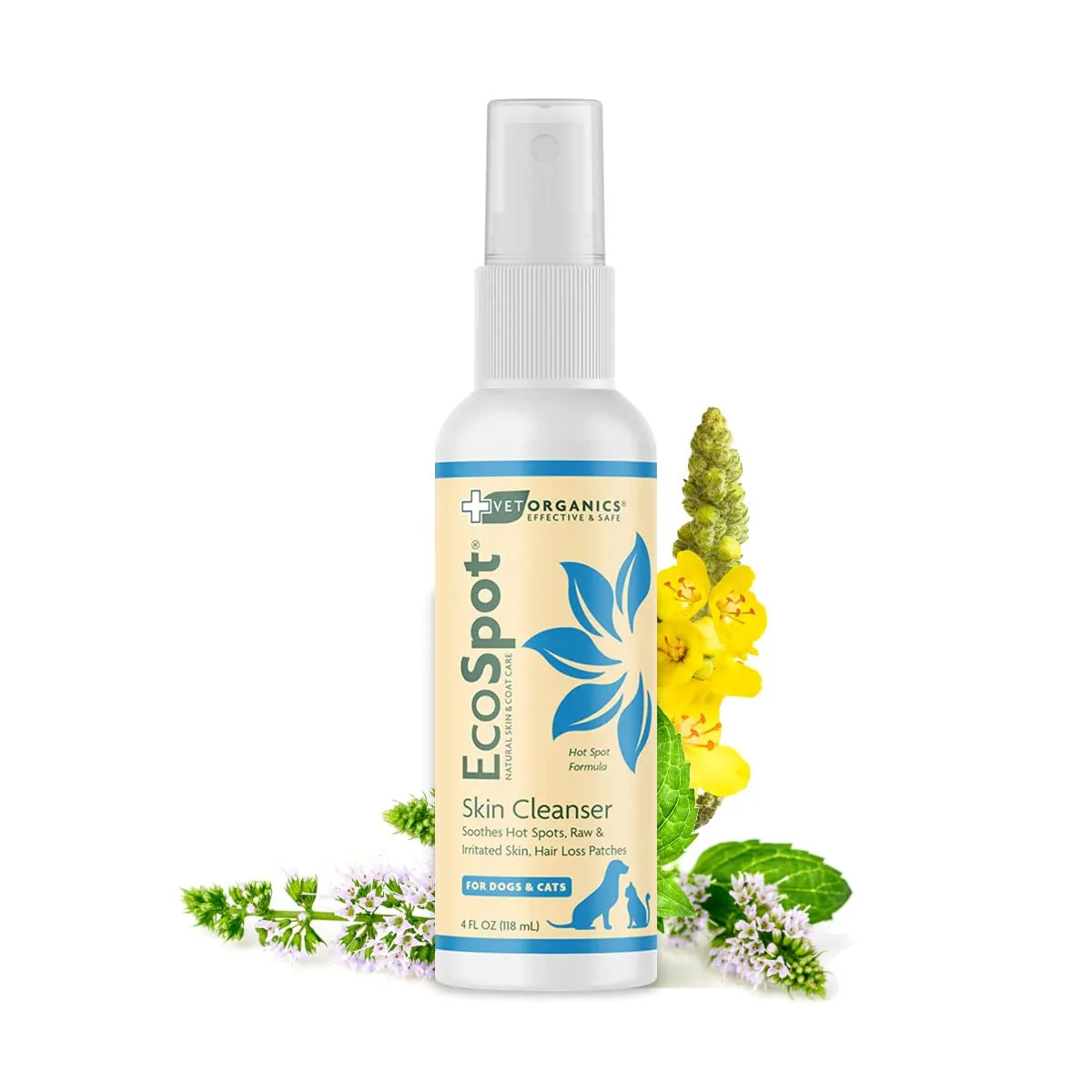 Clean Vet Organics EcoSpot Hot Spot Spray for Dogs Cats – Natural Itch Relief Skin Soother 4 oz Secure