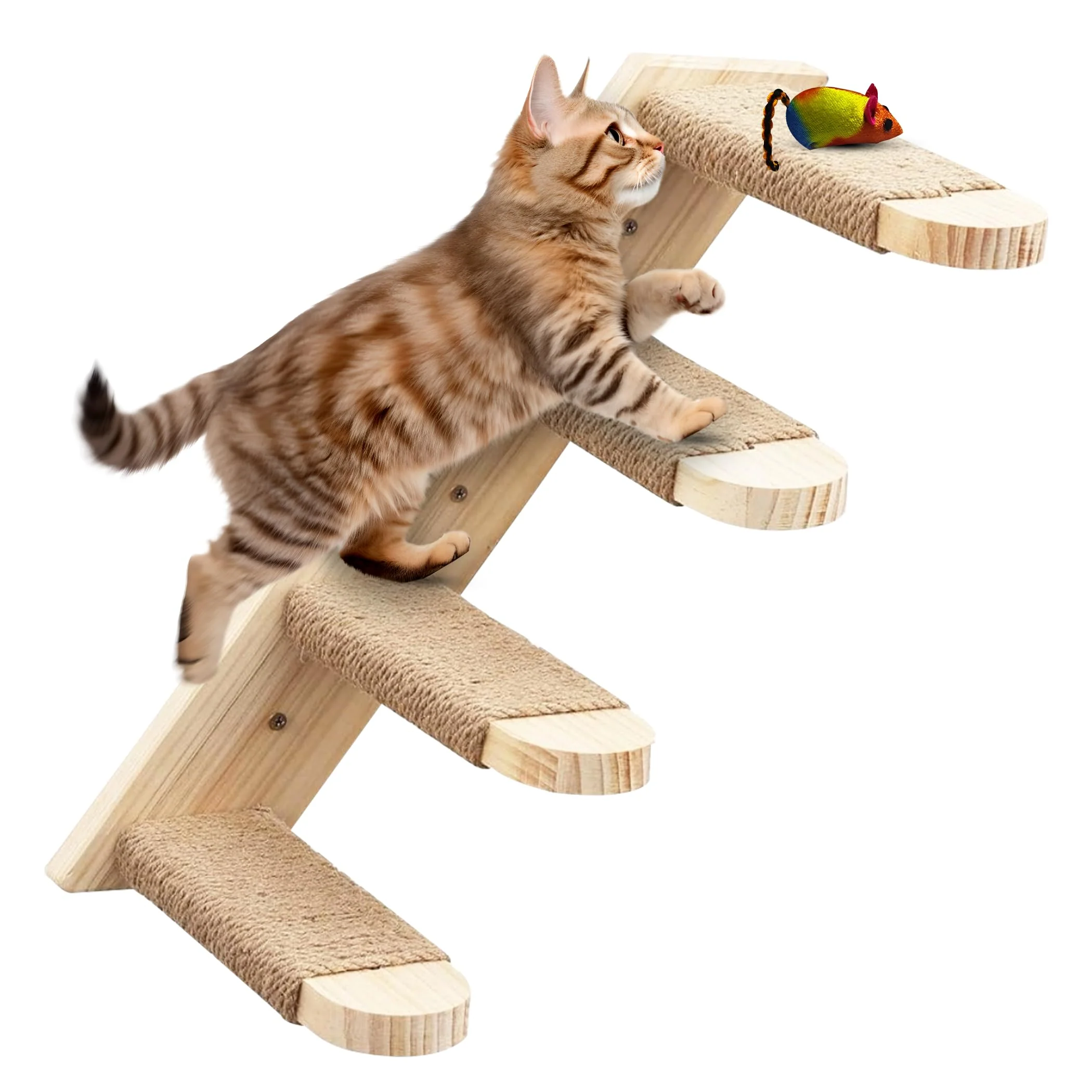 Secure KOSUME Cat Wall Steps 4-Step Reversible Climbing Shelf with Jute Rope Selected