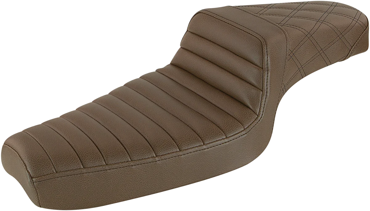 Exceptional SADDLEMEN Step-Up Seat - Front Tuck-n-Roll Rear Lattice Stitch - Brown 879-03-176BR Verified