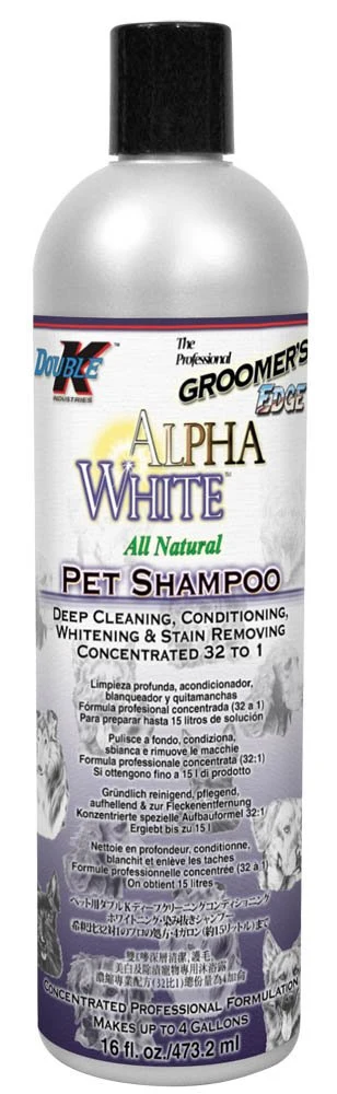 Unique Groomer's Edge Alpha White Shampoo 16 oz Concentrated Whitening Deodorizing Pet Shampoo Specialty