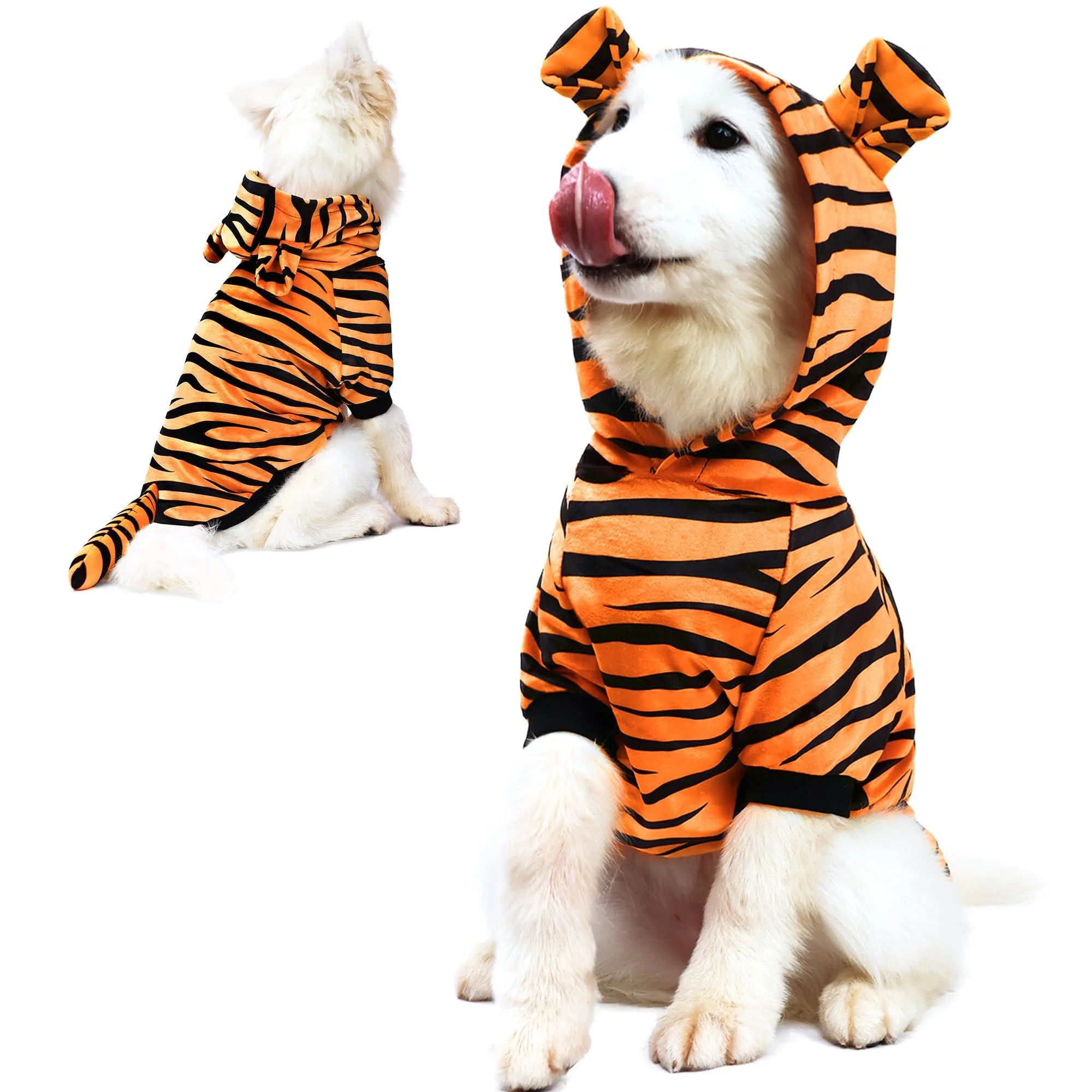 Sustainable NACOCO Halloween Tiger Costume – Cozy Orange Hoodie for Small Medium Dogs Cats 4XL Sophisticated